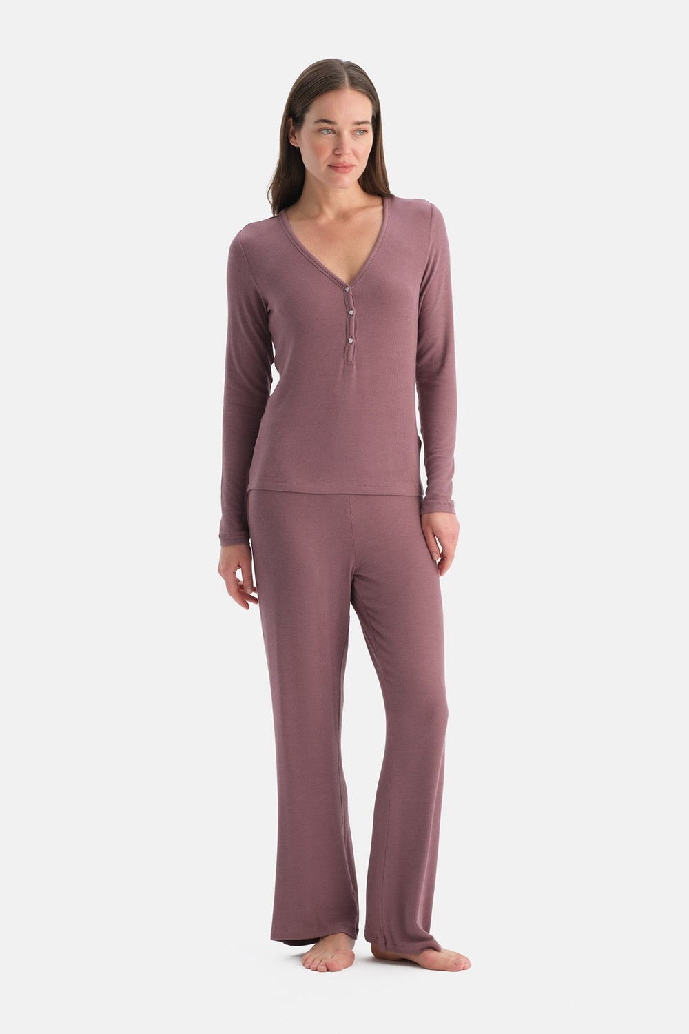 Dagi Gül Kurusu Viskon Kaşkorse Pijama Takımı