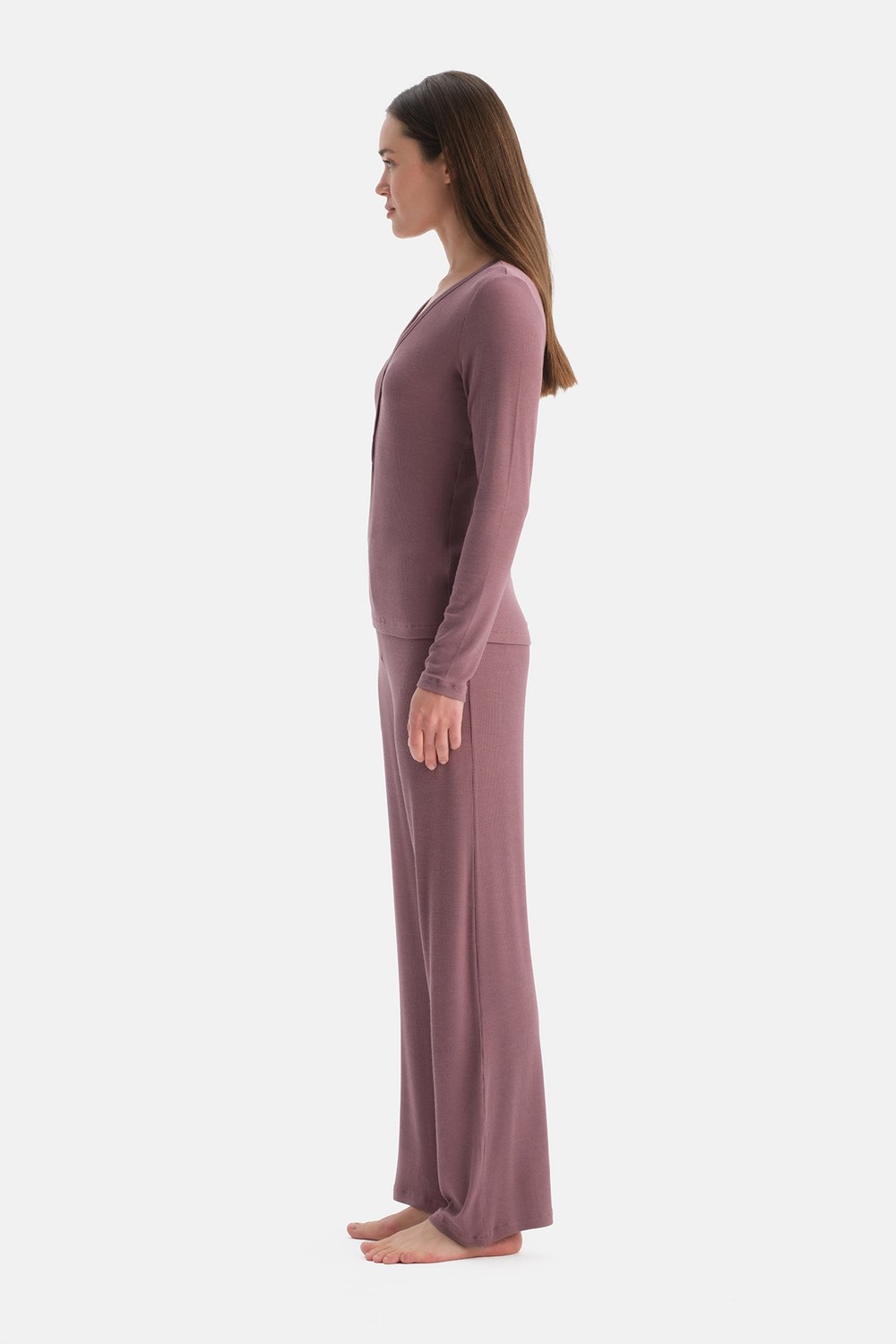 Dagi Gül Kurusu Viskon Kaşkorse Pijama Takımı görsel 3