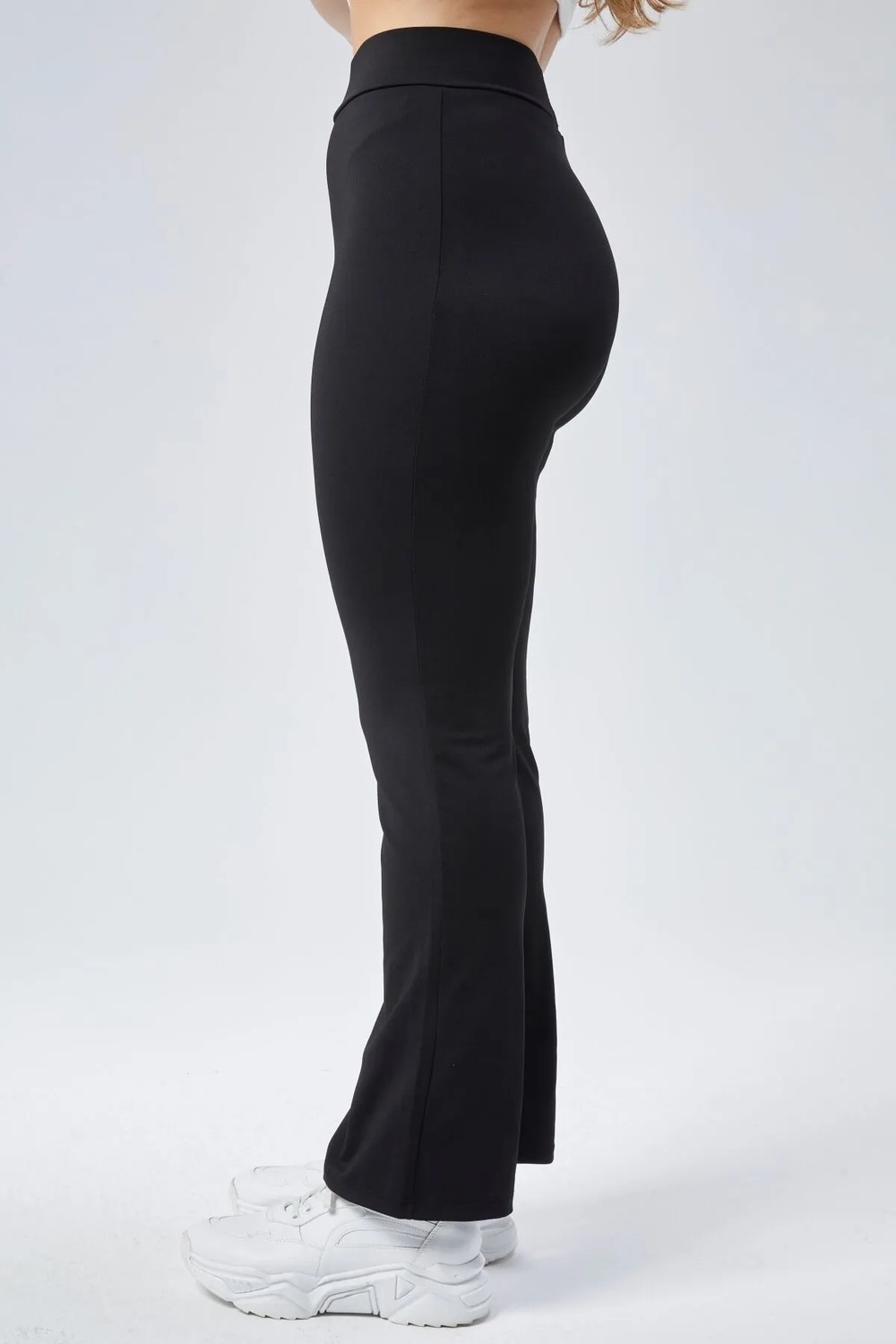 Banega Curve Büyük Beden Dalgıç Kumaş Boru Paça Toparlayıcı Siyah Tayt Pantolon görsel 8
