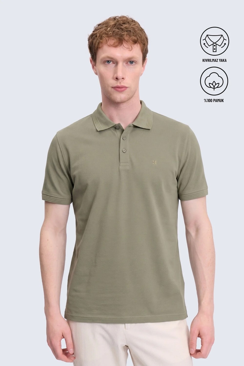 Hatemoğlu Erkek Mavi Regular Fit %100 Pamuk Polo Yaka Tişört