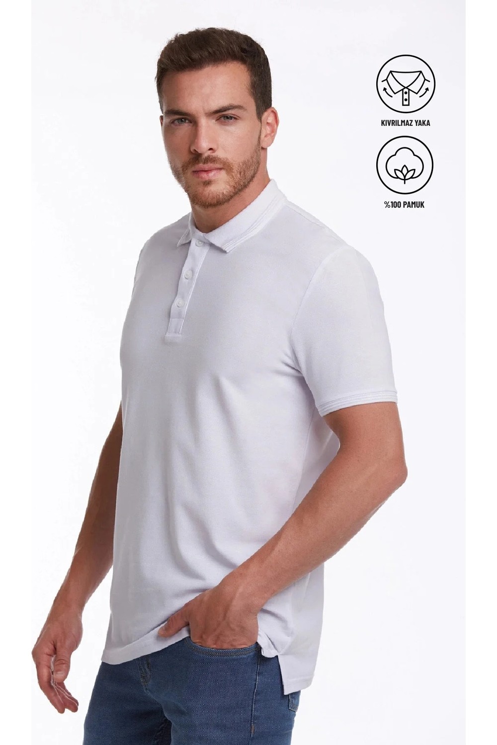 Hatemoğlu Erkek Mavi Regular Fit %100 Pamuk Polo Yaka Tişört görsel 7