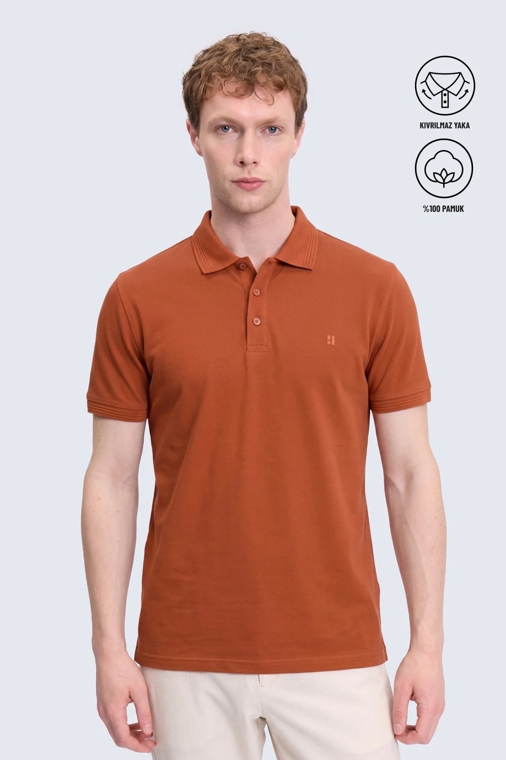 Hatemoğlu Erkek Mavi Regular Fit %100 Pamuk Polo Yaka Tişört
