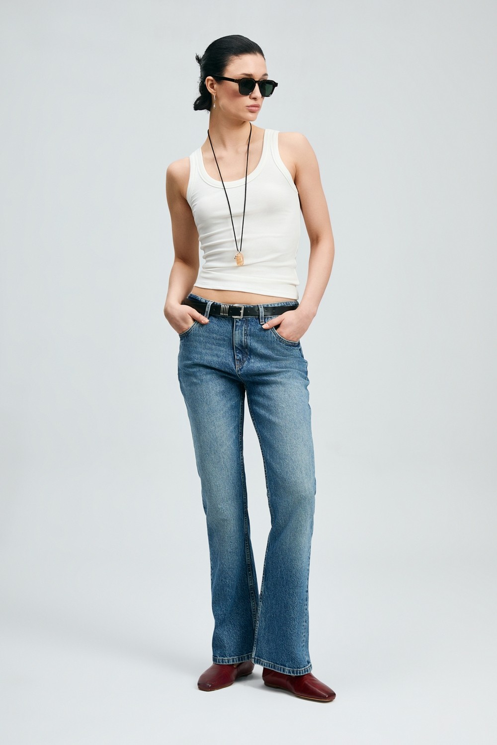 Lufian Amber Kadın Denim Bootcut Fıt- Yüksek Bel Mavi görsel 4