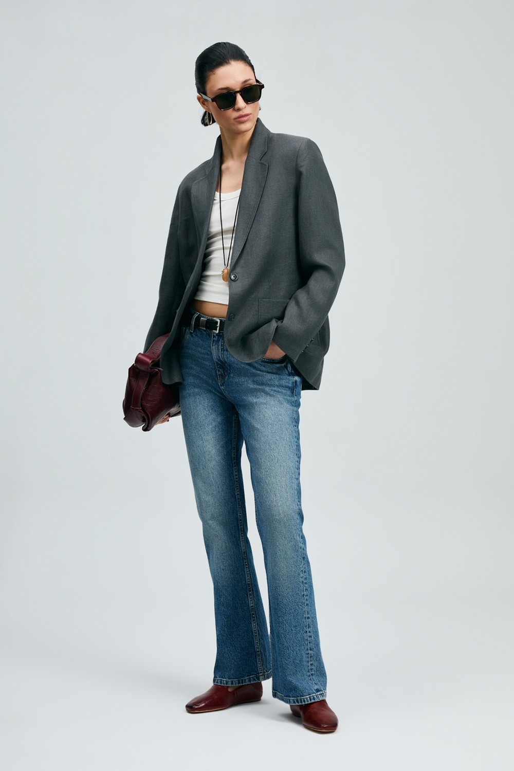 Lufian Amber Kadın Denim Bootcut Fıt- Yüksek Bel Mavi görsel 5