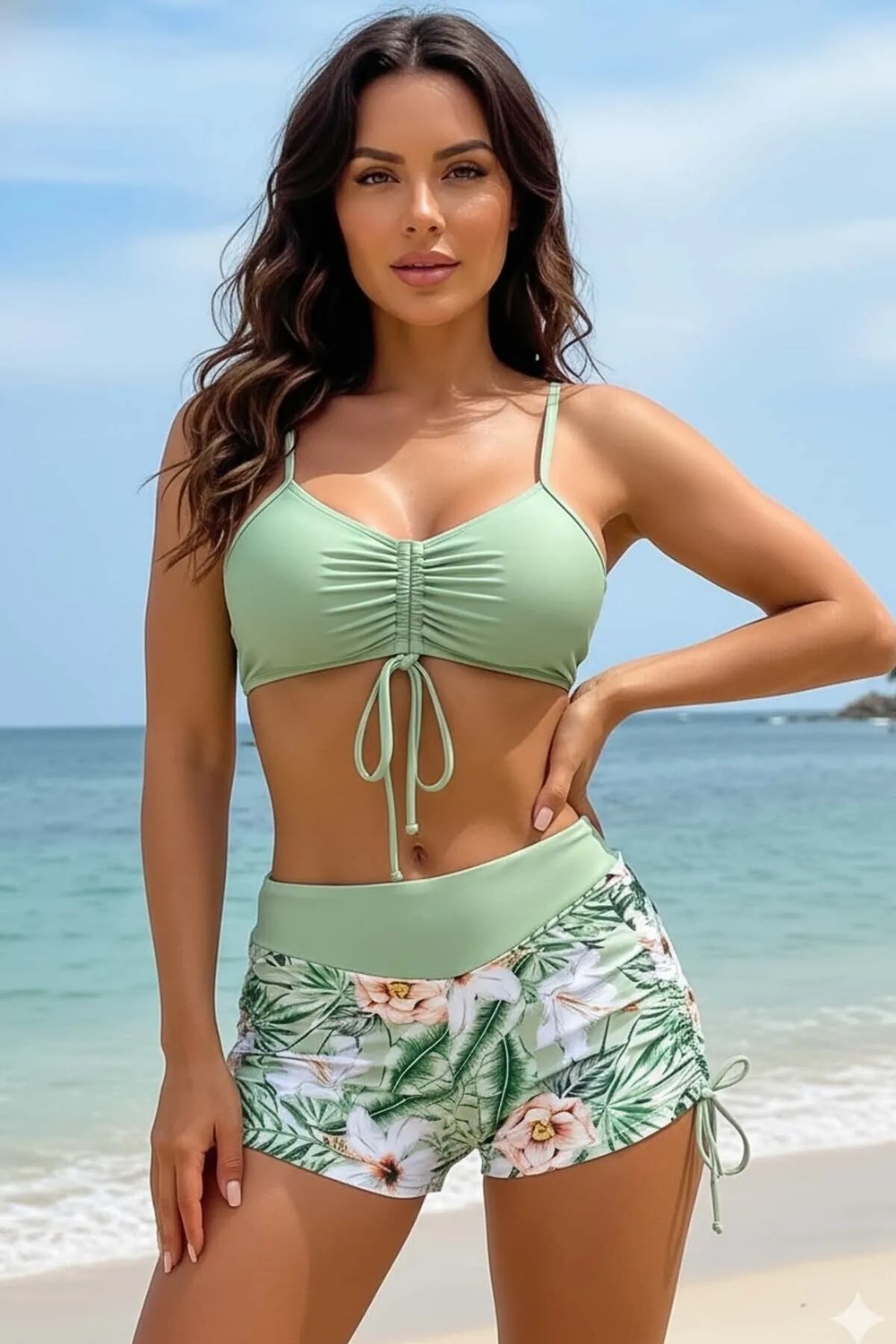 Angelsin Büzgü Ayarlı Baskılı Bikini Takımı görsel 6