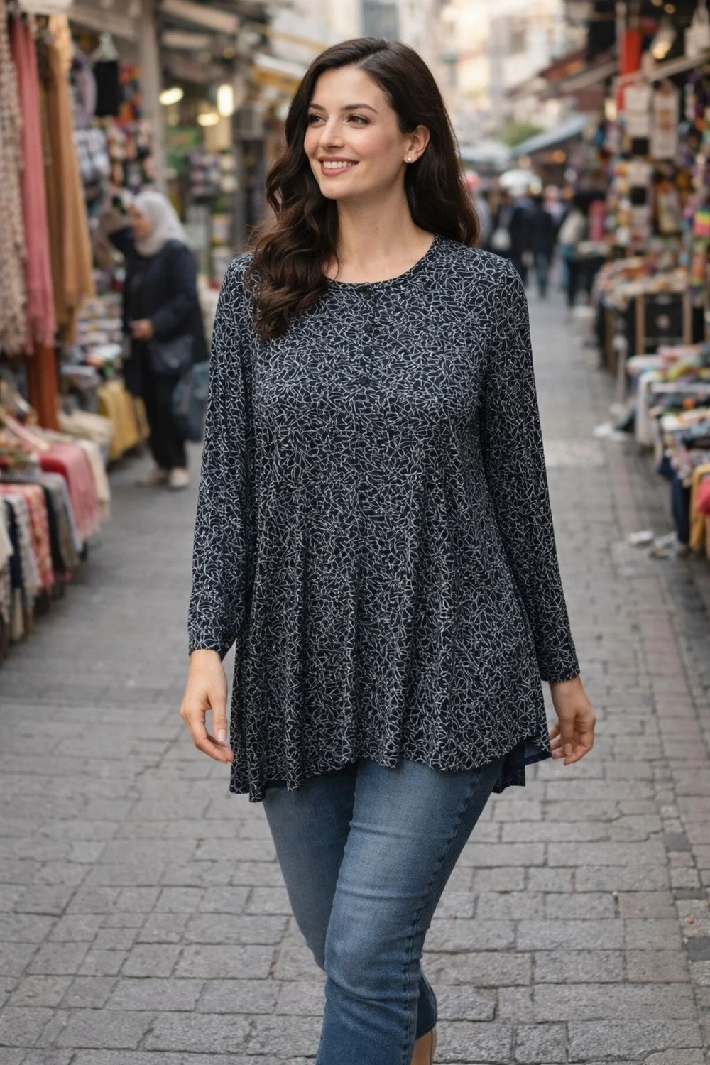 Arzu Büyük Beden Bluz Siyah Grili Süs Üç Düğmeli 1 Adet Kaliteli Kullanışlı Güzel Şık görsel 2