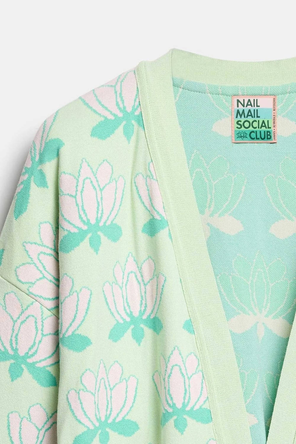 Peraluna Urban Lotus Kimono, Ince Yazlık Kadın Kimono - Mint Multi görsel 6