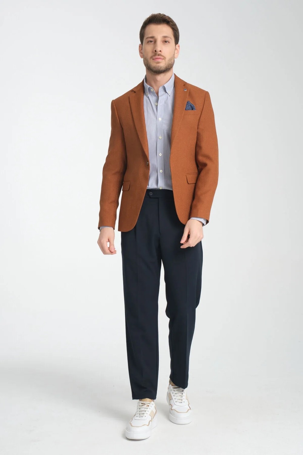 Frappoli Allegri Erkek Sarı Desenli Slim Fit Mono Yaka Spor Blazer Ceket görsel 8