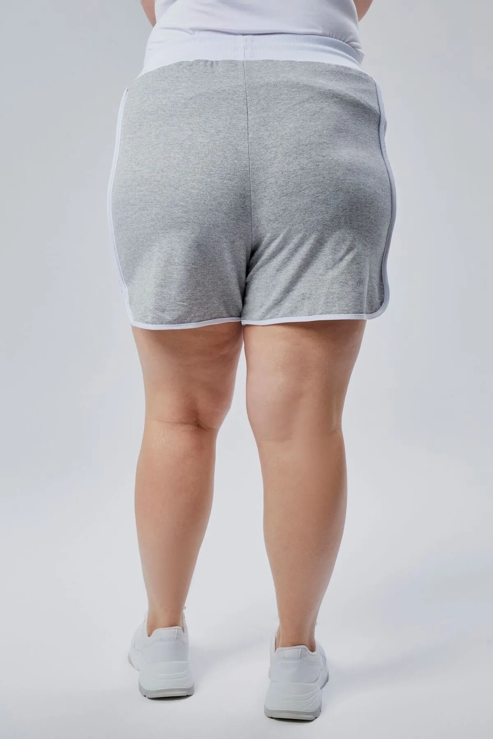 Banega Curve Büyük Beden Kadın Biye Detaylı Örme Yüksek Bel Şort& Bermuda görsel 6
