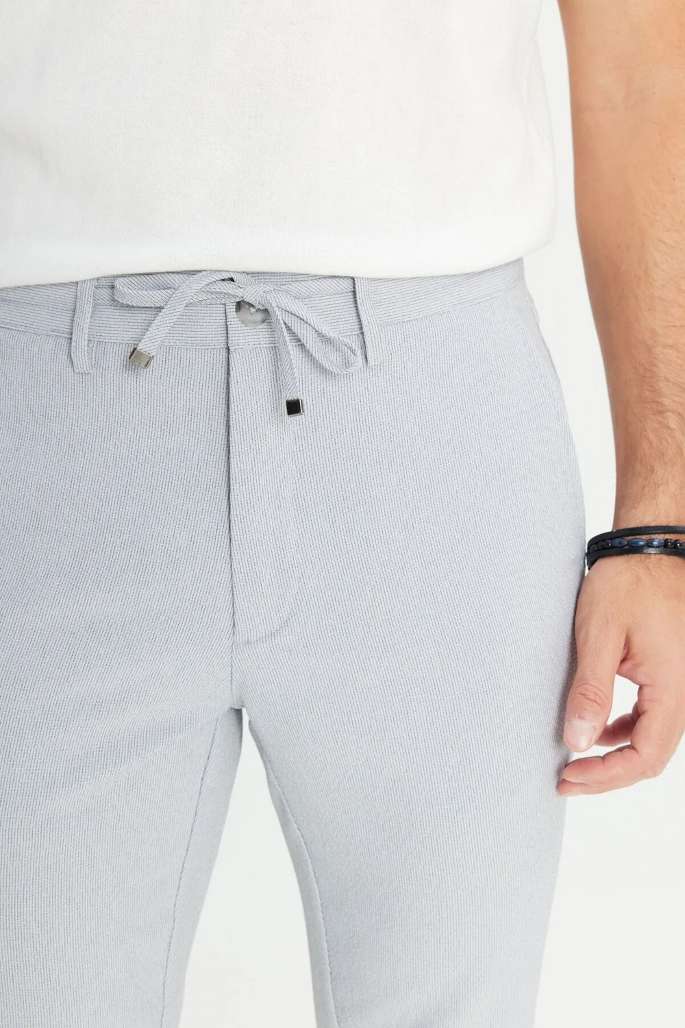Altınyıldız Classics Erkek Siyah Slim Fit Dar Kesim Beli Bağlamalı Yan Cepli Casual Jogger Pantolon görsel 8