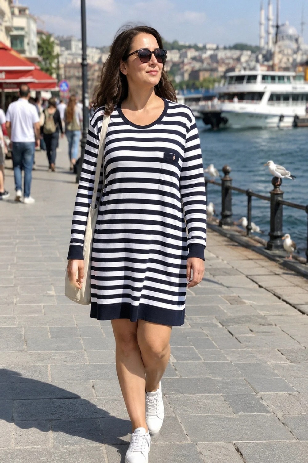 Snf Büyük Beden Tunik Lacivert Beyazlı 1 Adet 1 Adet Kaliteli Kullanışlı Şık görsel 2