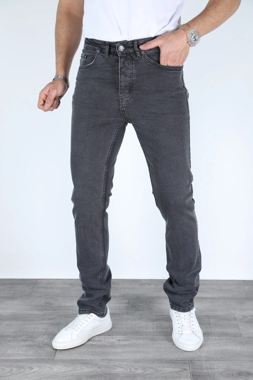 Myrab Denim Regular Kalıp Gri Erkek Kot Pantolon görsel 4