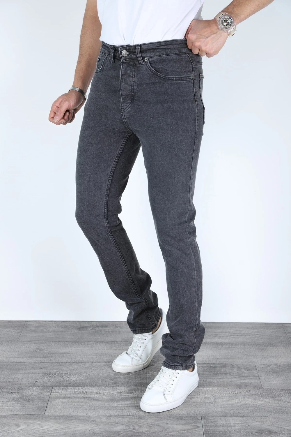Myrab Denim Regular Kalıp Gri Erkek Kot Pantolon görsel 5
