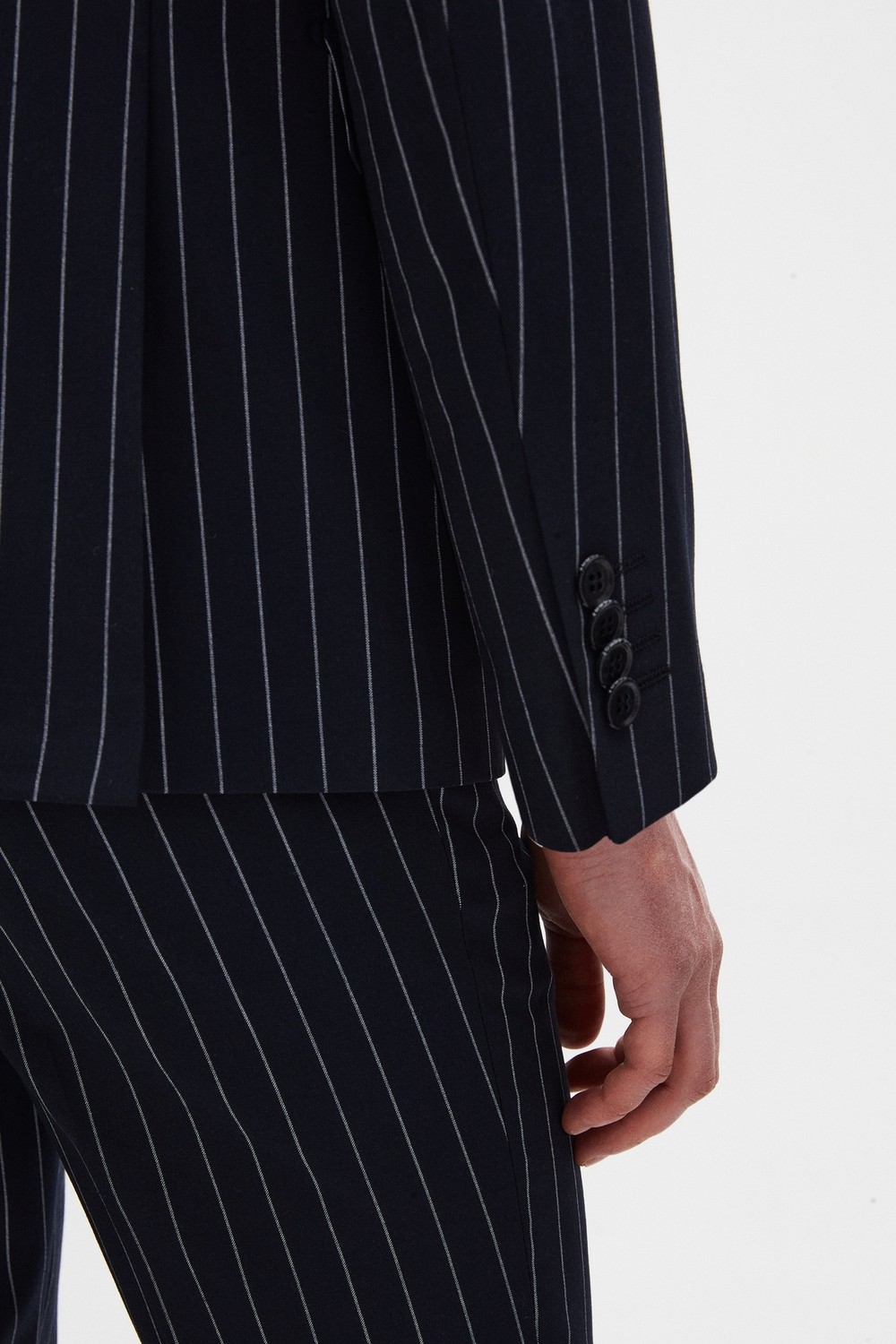 D'S Damat Ds Damat Regular Fit Lacivert Çizgili Kruvaze Takim Elbise 4HF05ORT01588 görsel 6