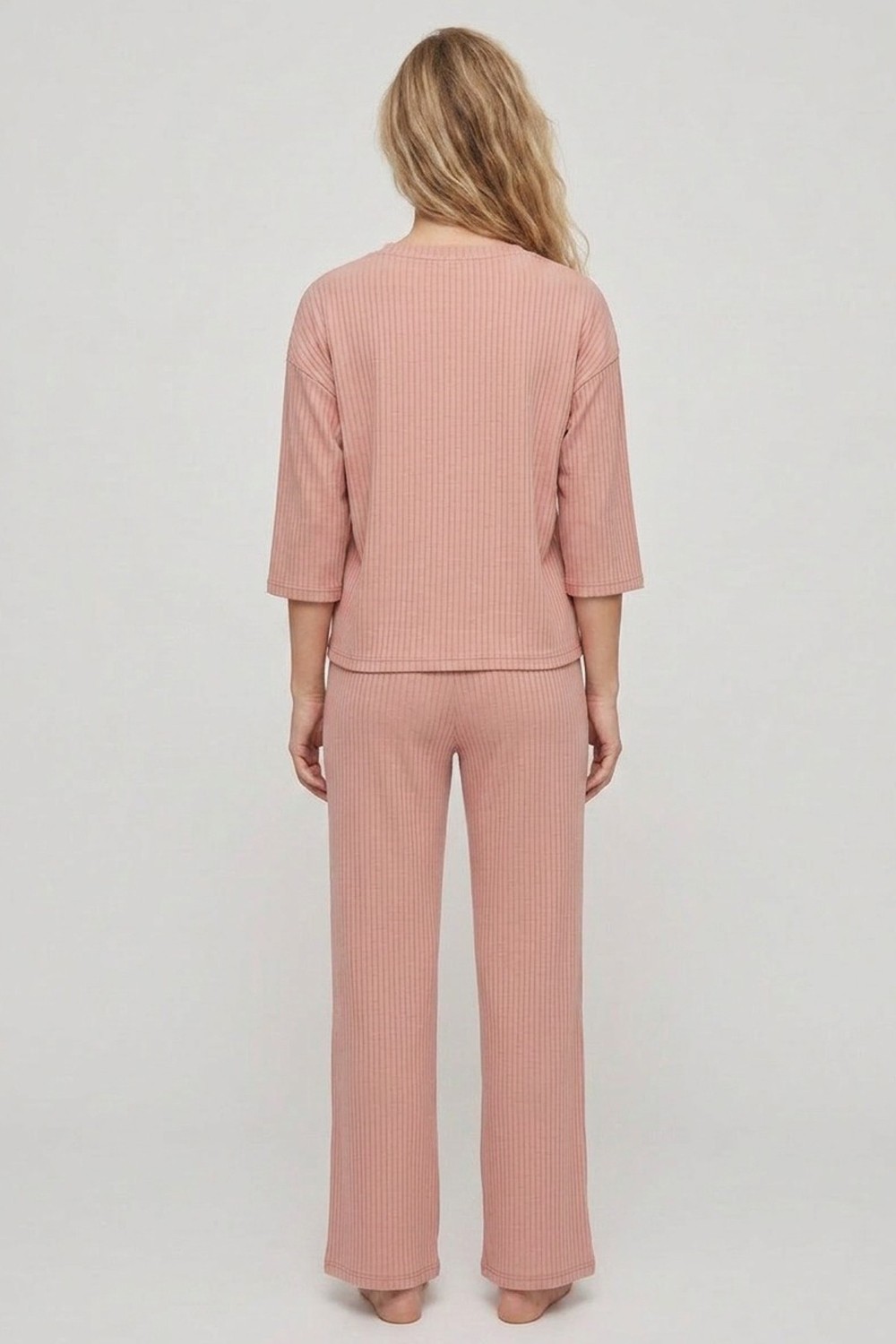 Siyah İnci Su Yeşili Soft Touch Ince Örme Nakışlı Pijama Takım görsel 3