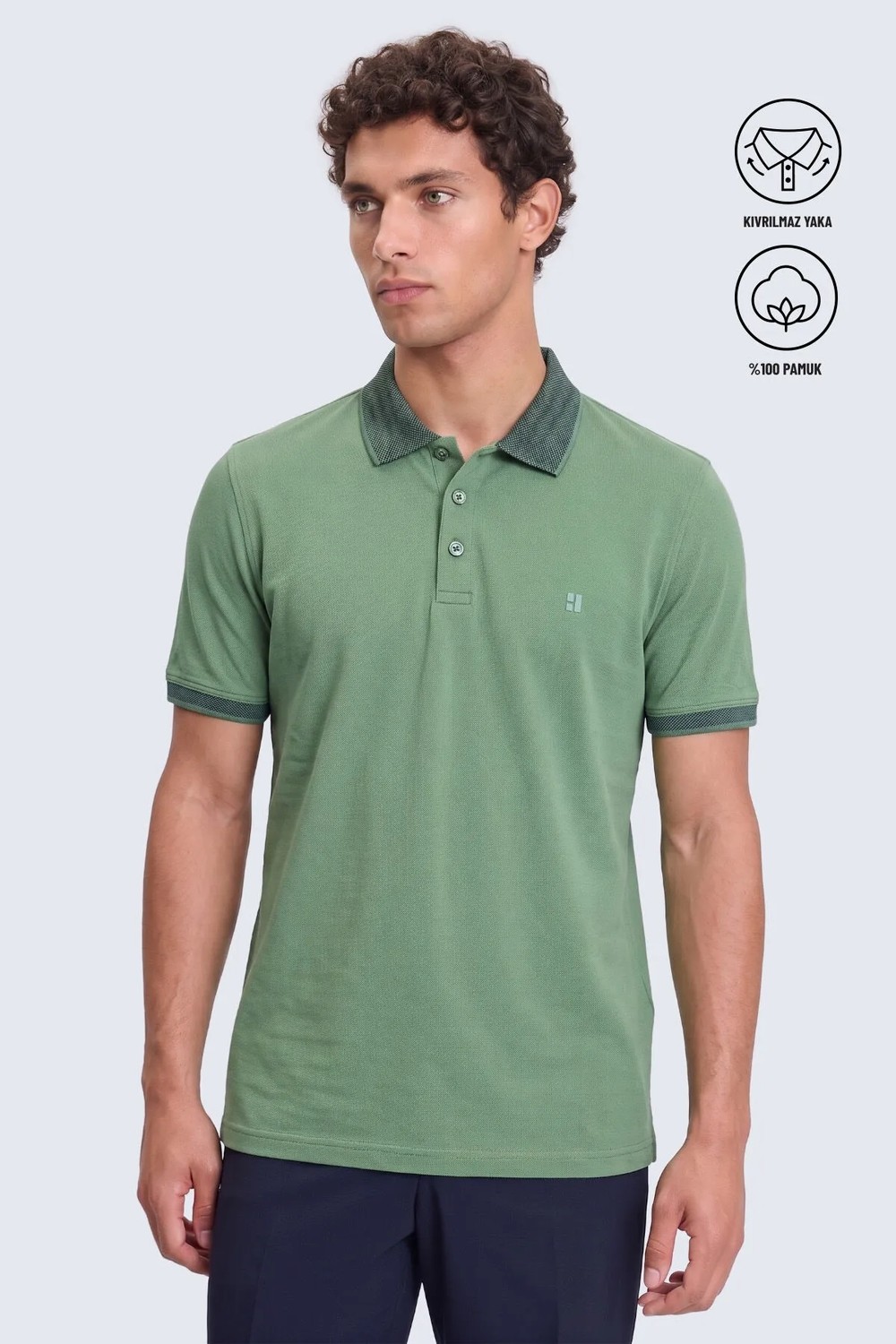 Hatemoğlu Erkek Lacivert %100 Pamuk Regular Fit Polo Yaka Tişört