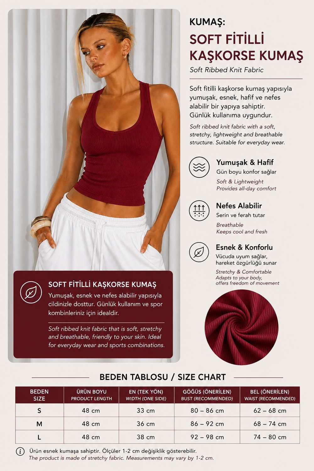 Öz Pamuk Kadın Çapraz Kolsuz 3 LÜ Adet Fitilli Crop Basıc Atlet Bluz görsel 8