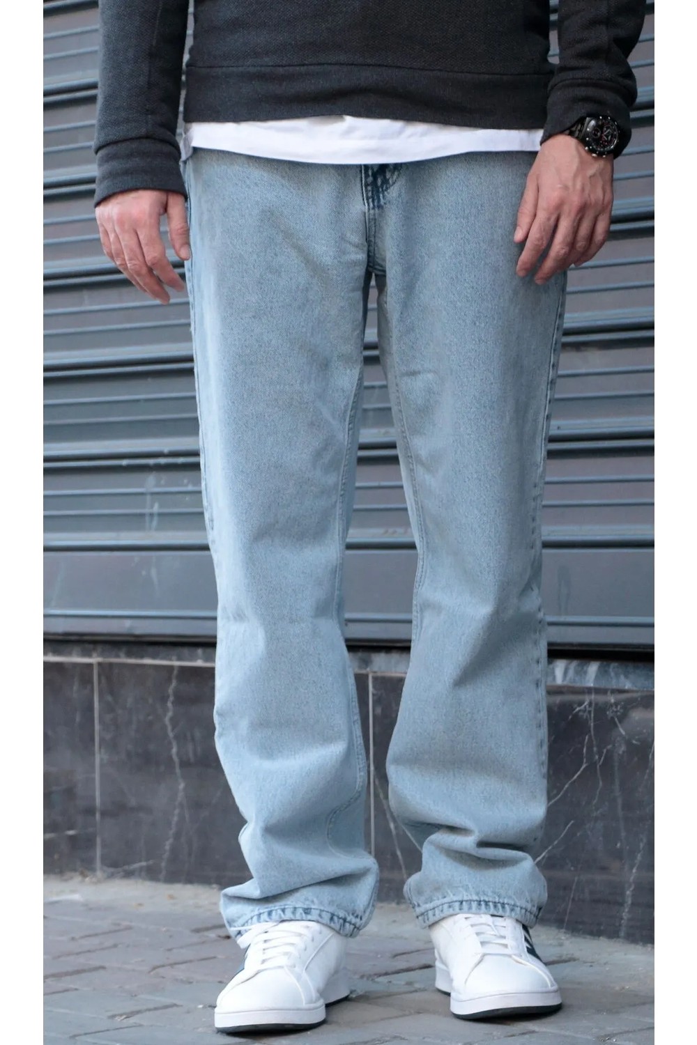 Greenpoll Erkek Baggy Bol Kesim Pantolon Yıkamalı Şık ve Modern görsel 7