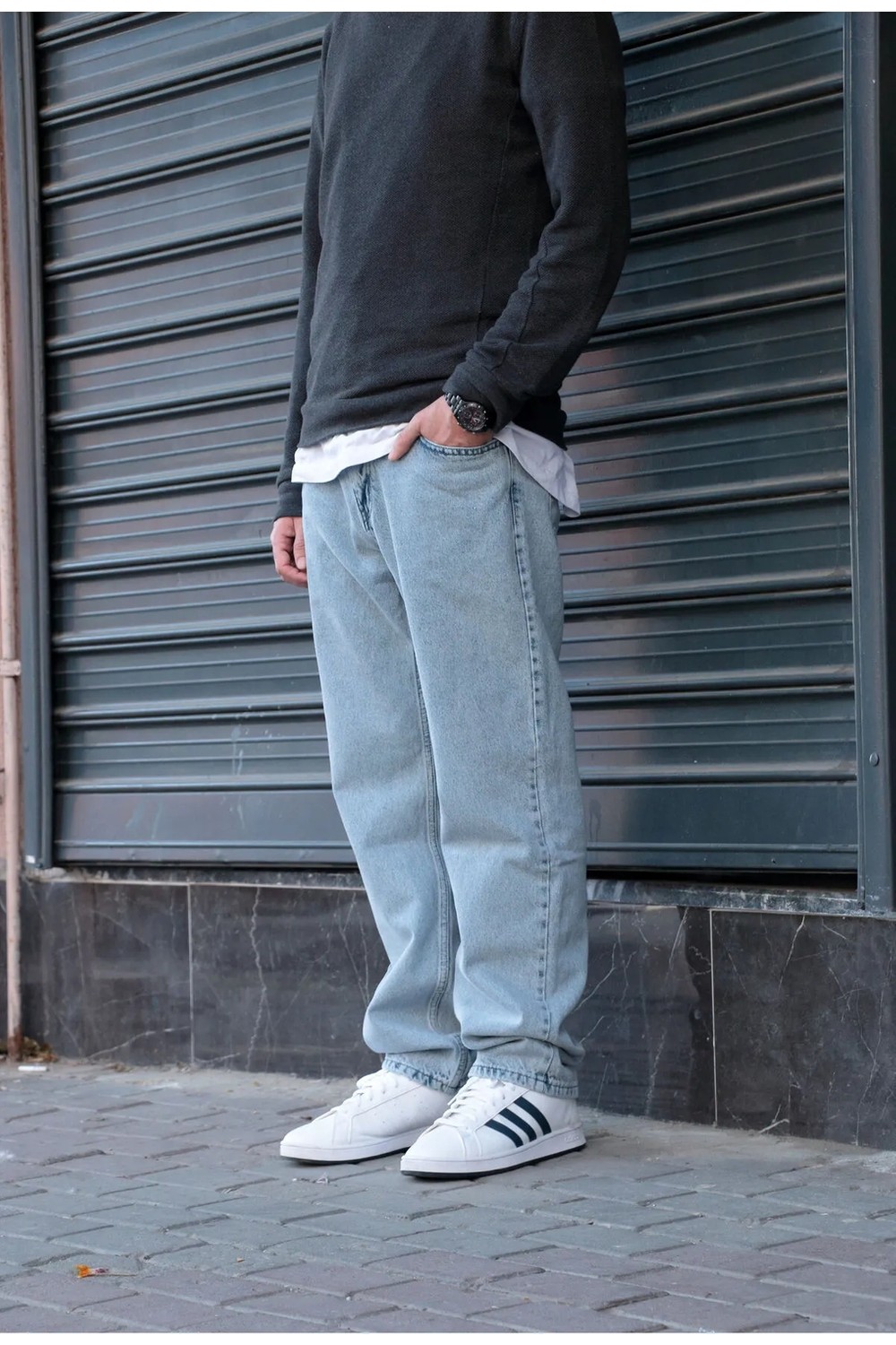 Greenpoll Erkek Baggy Bol Kesim Pantolon Yıkamalı Şık ve Modern görsel 8