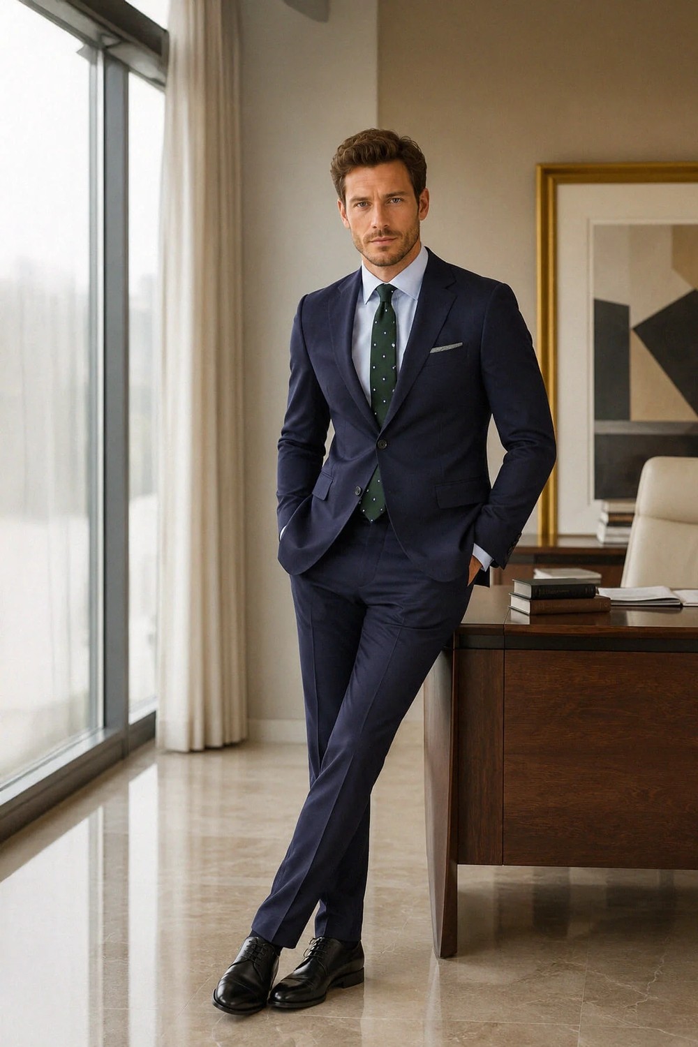 Hatemoğlu Siyah Slim Fit Mono Yaka Desenli Klasik Takım Elbise