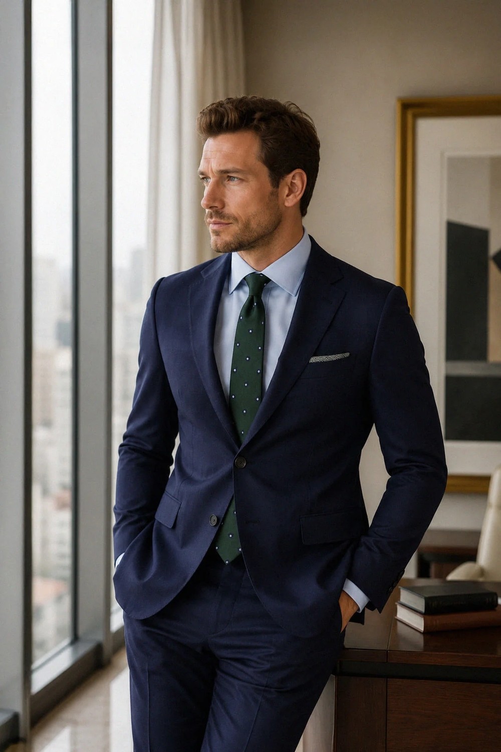 Hatemoğlu Siyah Slim Fit Mono Yaka Desenli Klasik Takım Elbise görsel 3