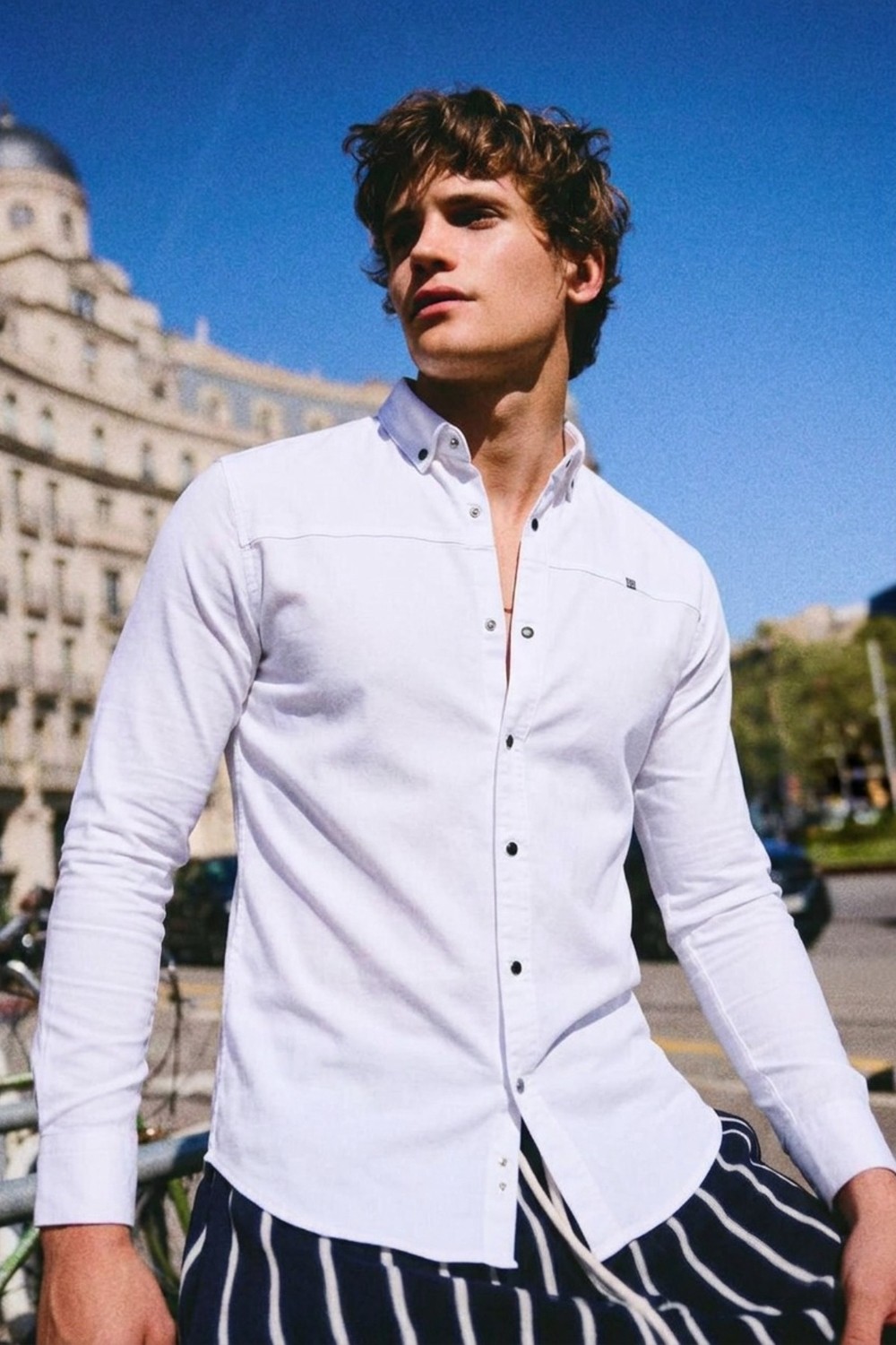 Comstar Düz Çıtçıtlı Slim Fit Kot Gömlek görsel 4