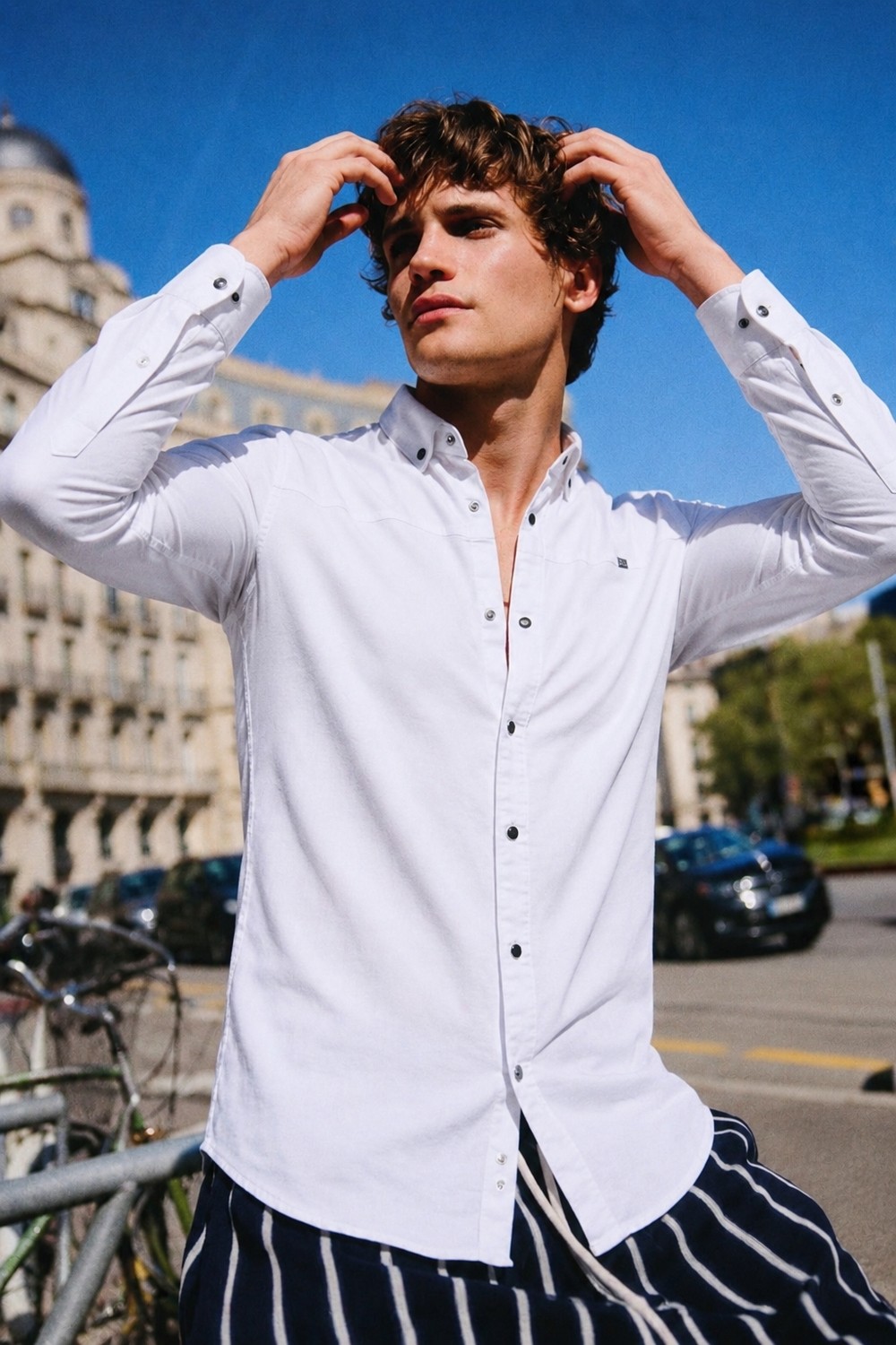 Comstar Düz Çıtçıtlı Slim Fit Kot Gömlek görsel 5