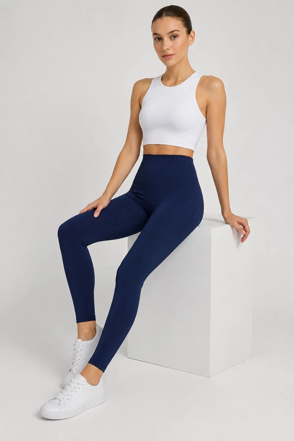 Exit Collection Kadın Spor Indigo Lacivert Tayt - Düz Kadın Tayt Uzun Regular Normal Bel