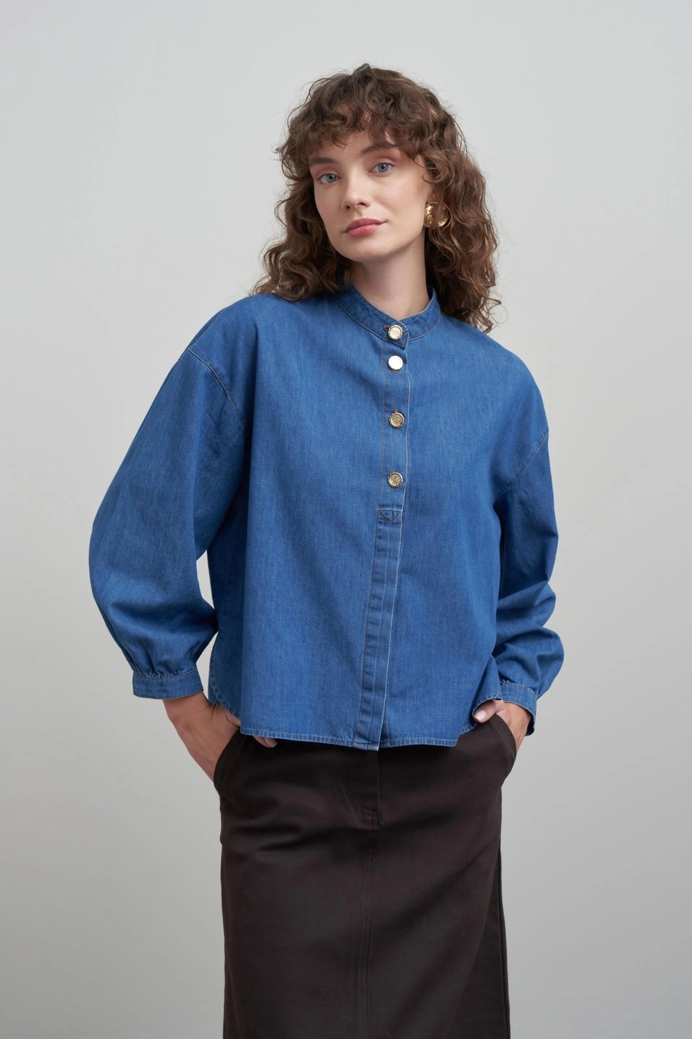 ALLDAY Açık Mavi Gold Dügmeli Denim Gömlek görsel 4