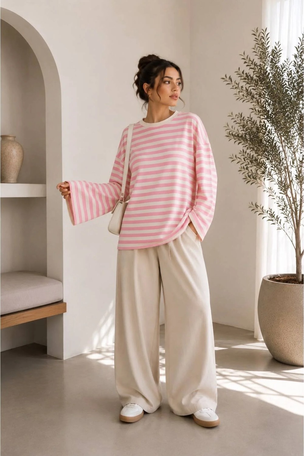 herkesemoda Çizgili Waffle Kumaş Kadın Body görsel 3