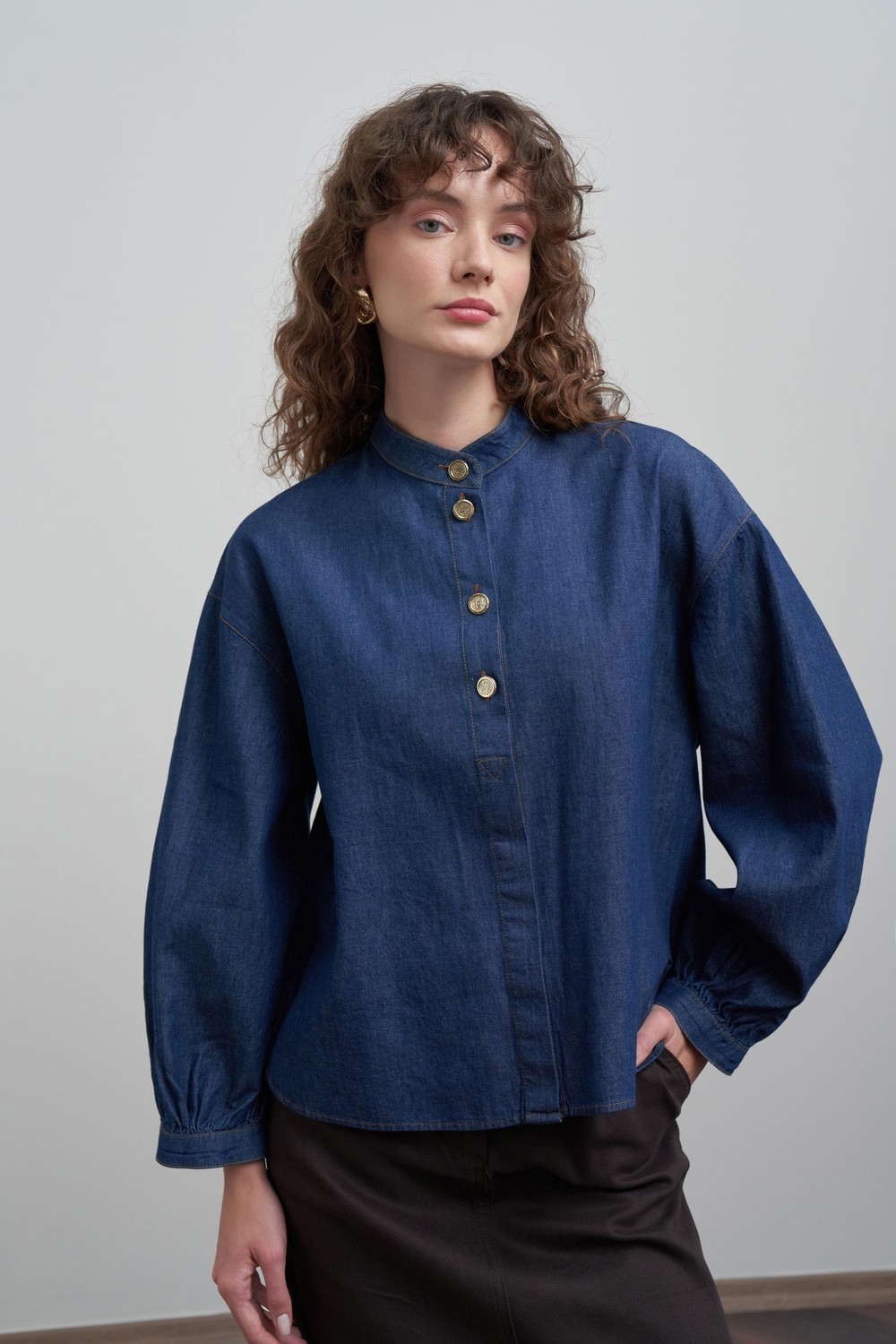 ALLDAY Açık Mavi Gold Dügmeli Denim Gömlek görsel 5
