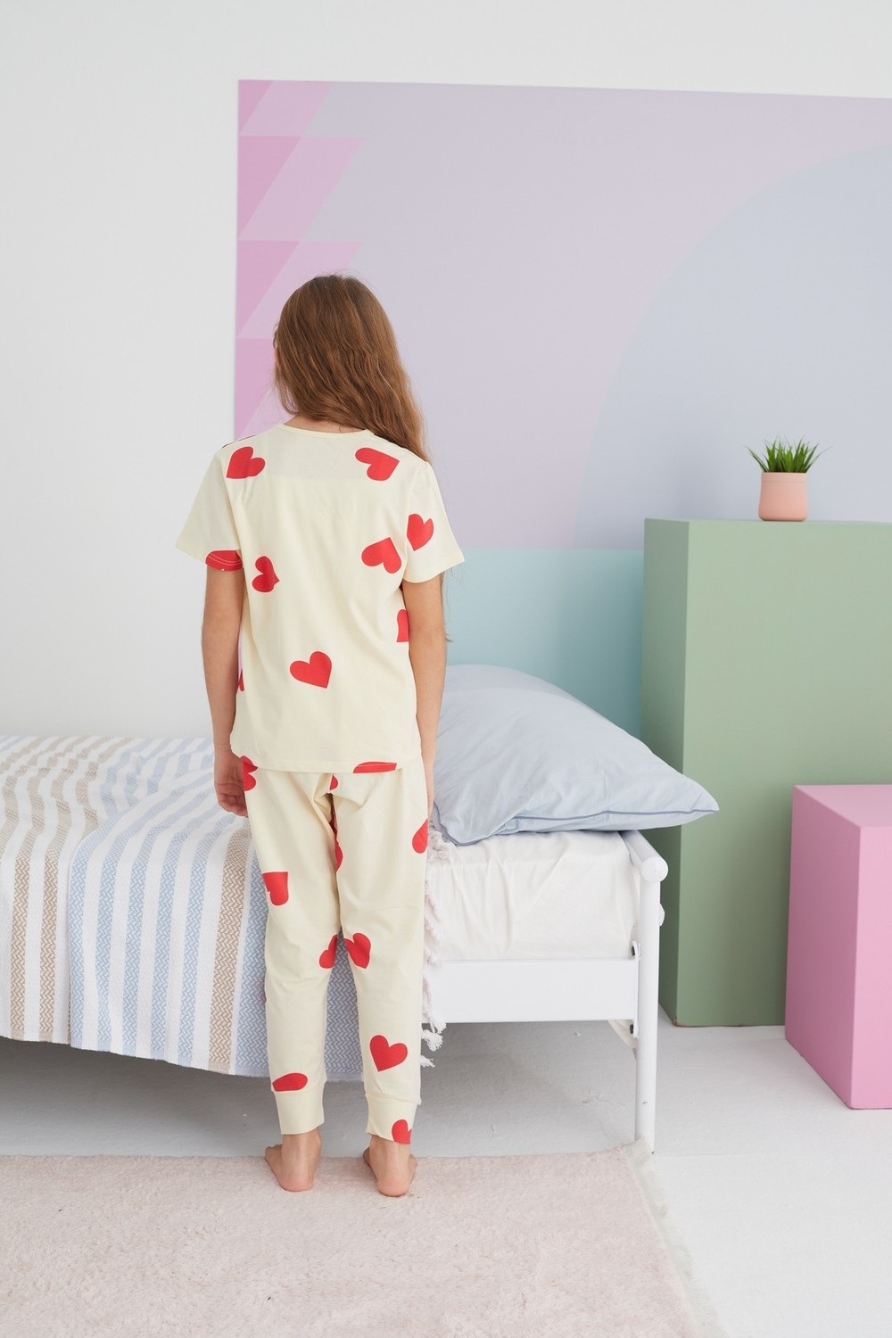 Siyah İnci Çok Renkli Pamuklu Örme Pijama Takım görsel 5