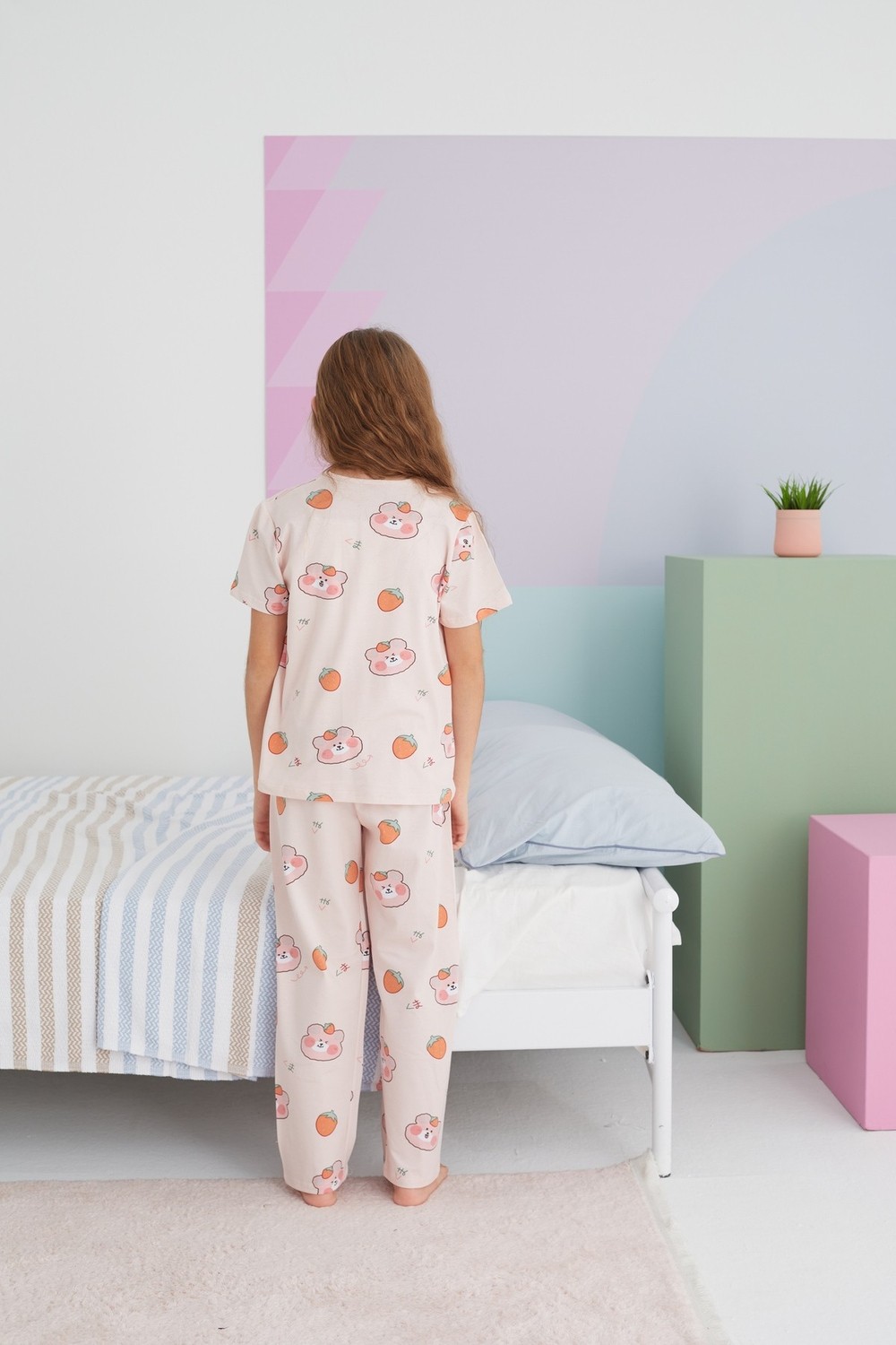 Siyah İnci Çok Renkli Pamuklu Örme Pijama Takım görsel 5