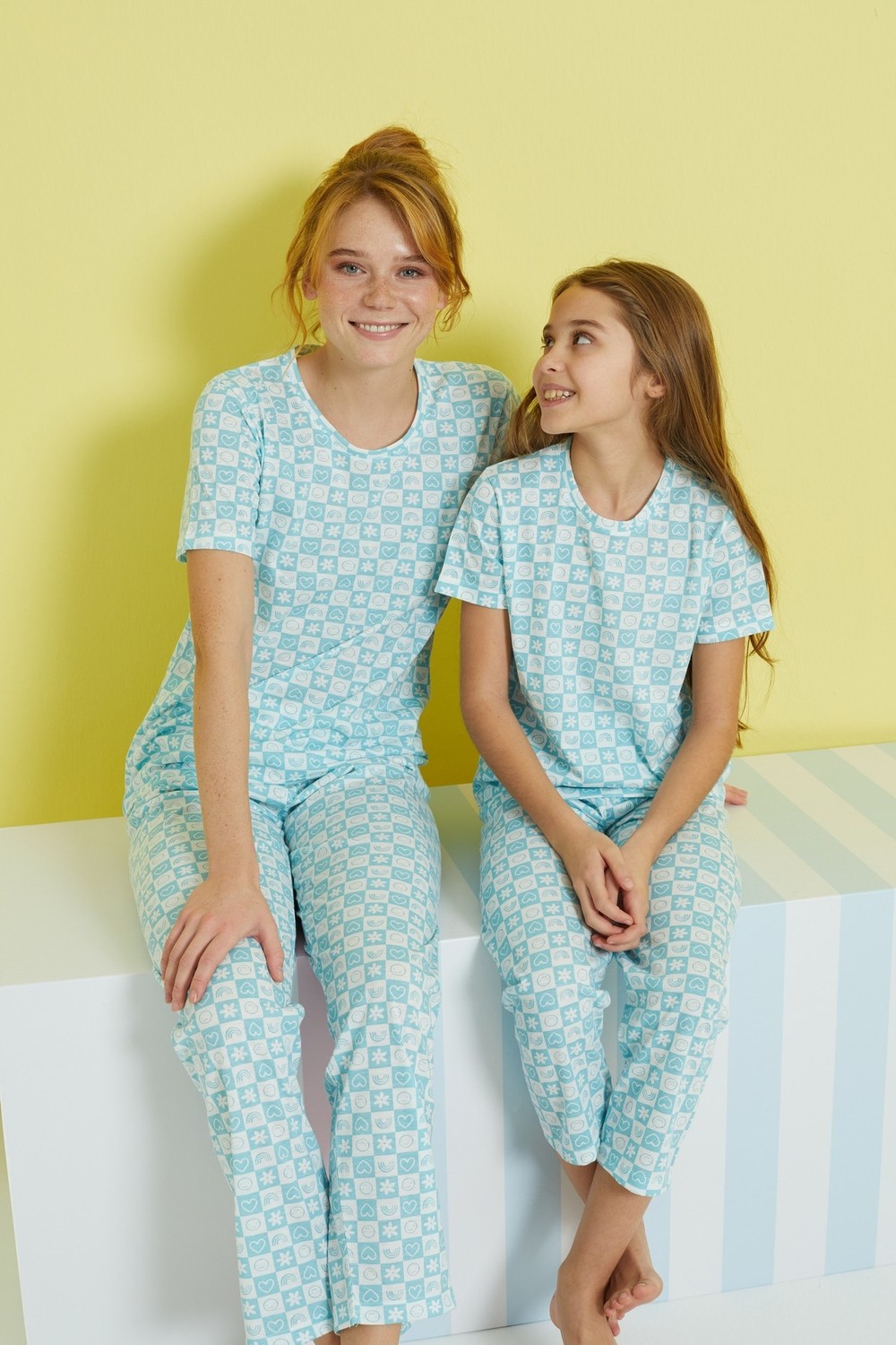 Siyah İnci Çok Renkli Örme Pijama Takım