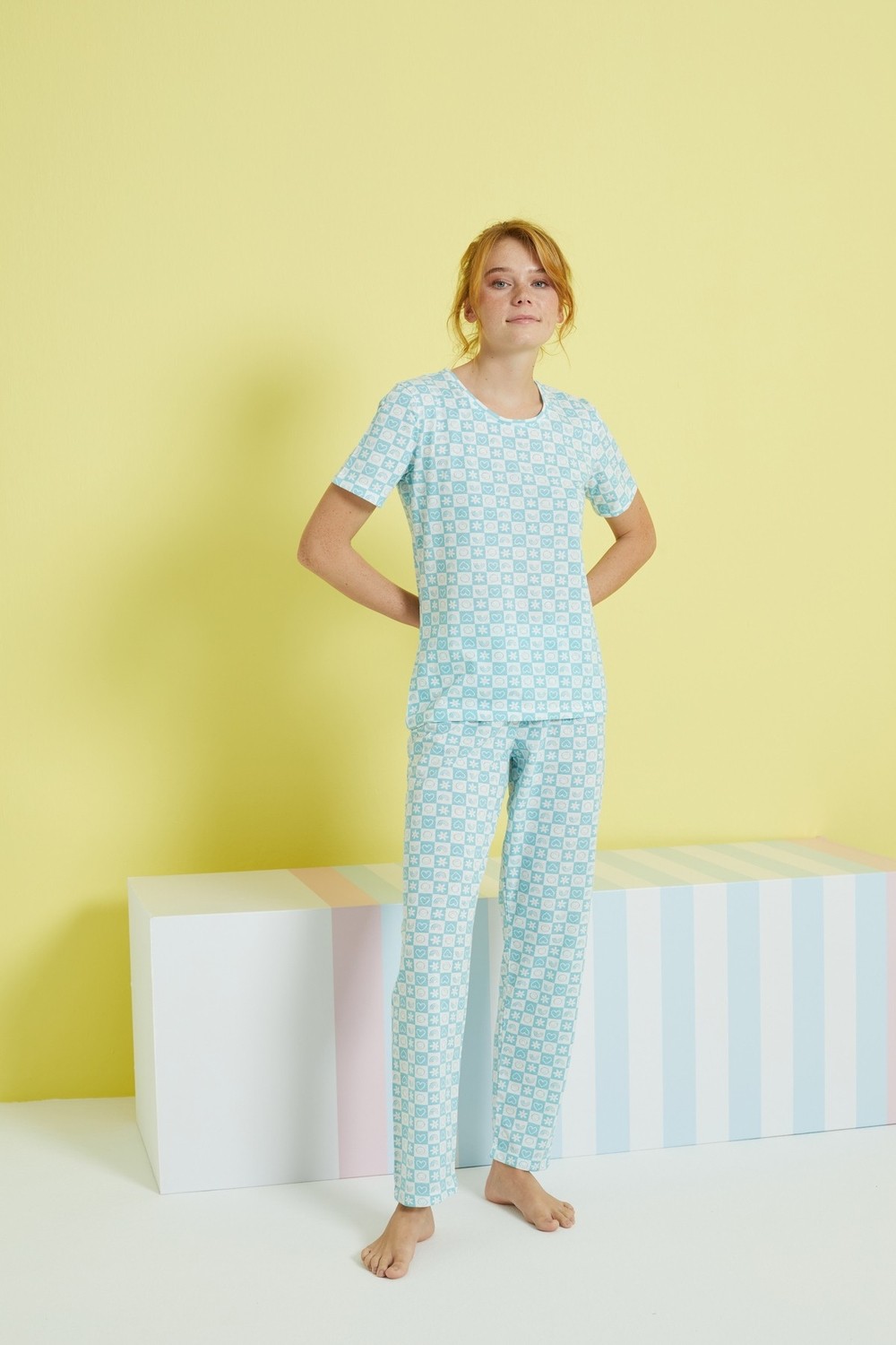 Siyah İnci Çok Renkli Örme Pijama Takım görsel 2