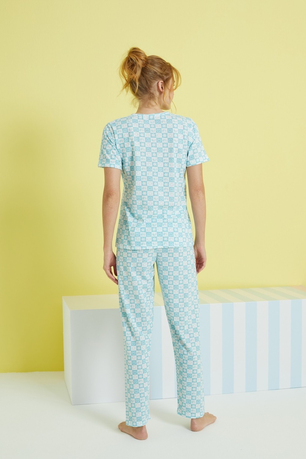 Siyah İnci Çok Renkli Örme Pijama Takım görsel 3