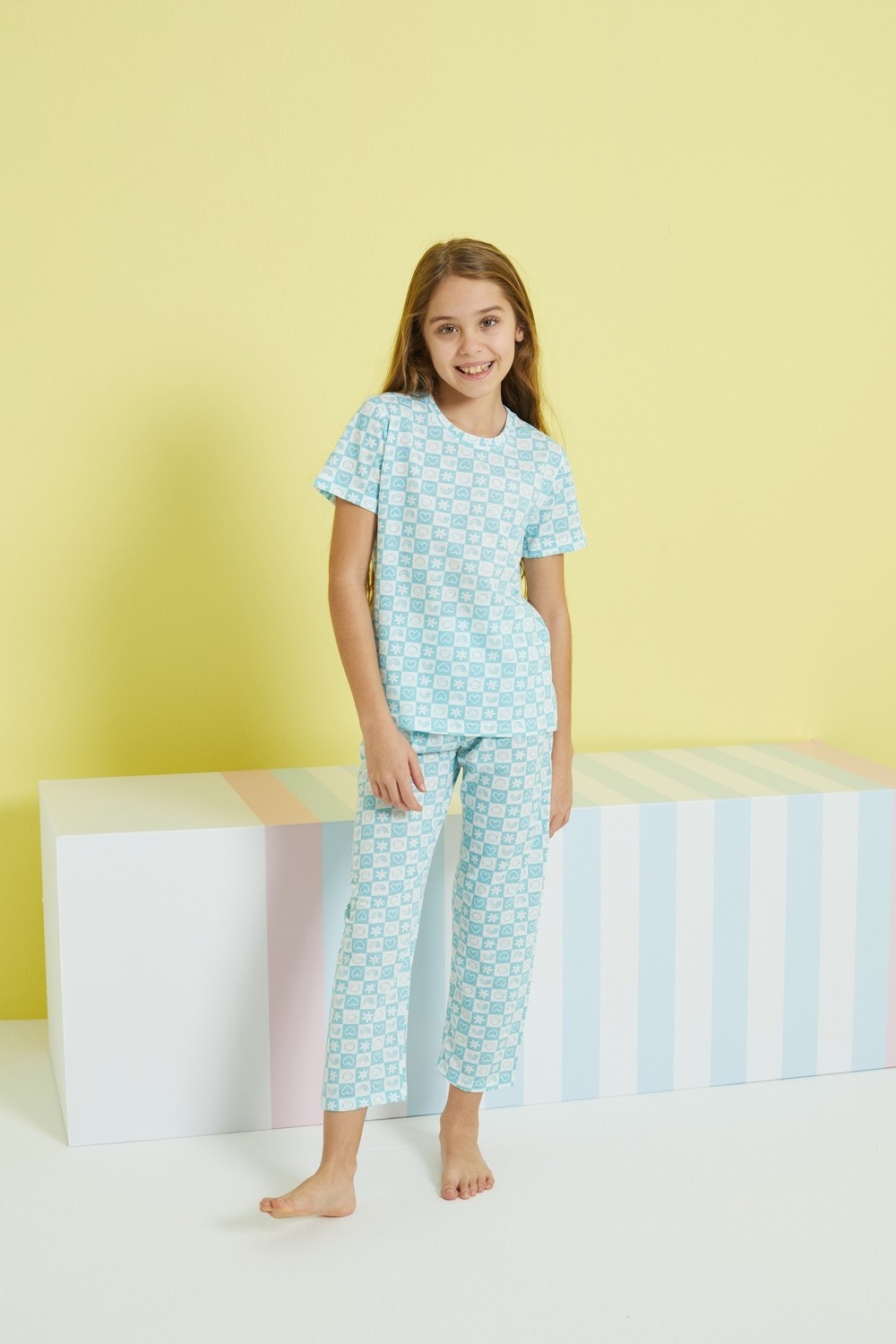 Siyah İnci Çok Renkli Örme Pijama Takım görsel 4