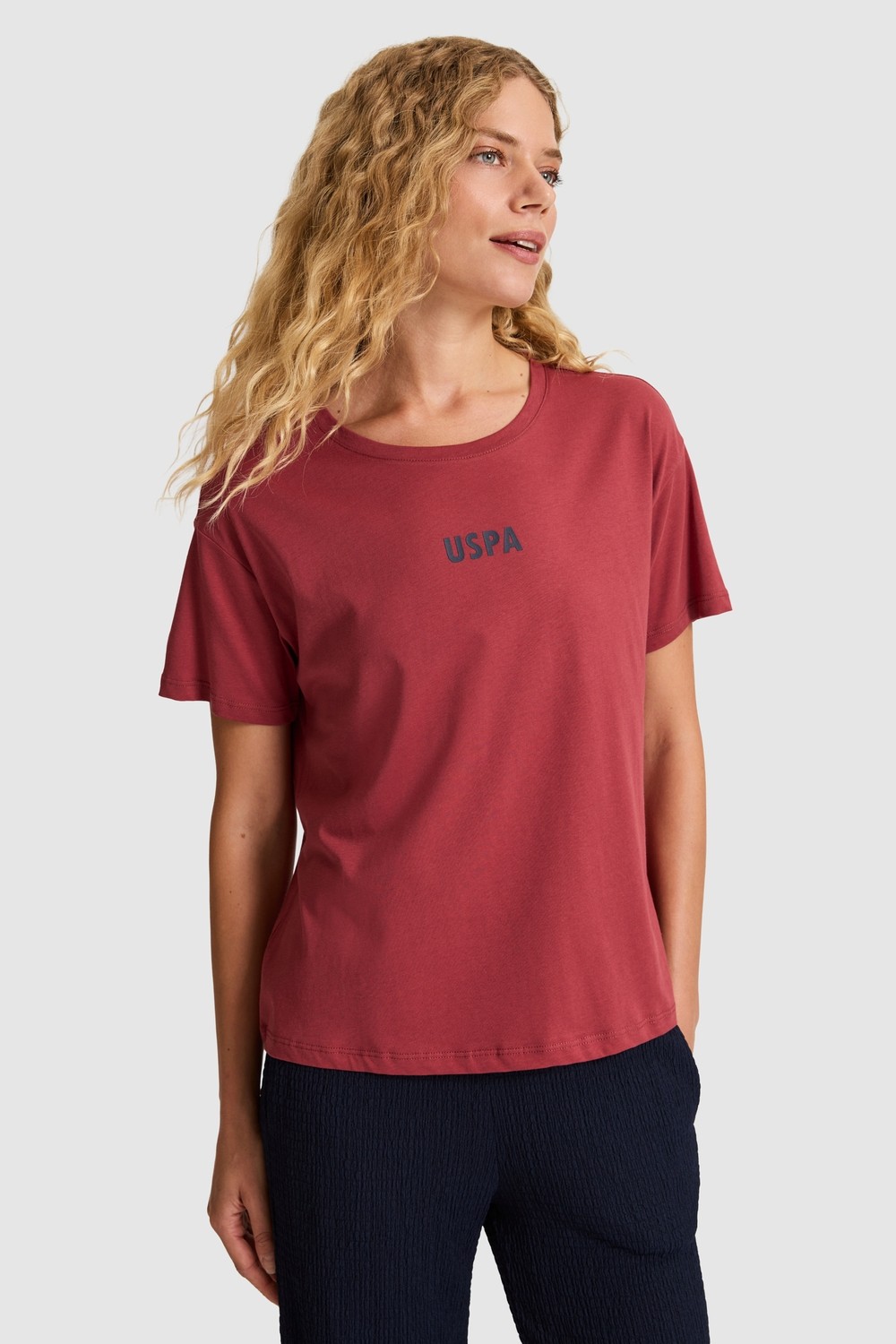 U.S. Polo Assn. Kadın Vişne Tişört 50323530-VR223