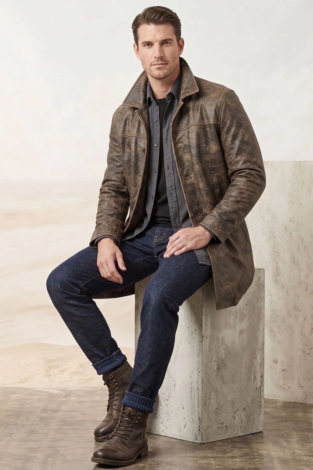 Deriderim Dean Winchester Hakiki Deri Erkek Kaban