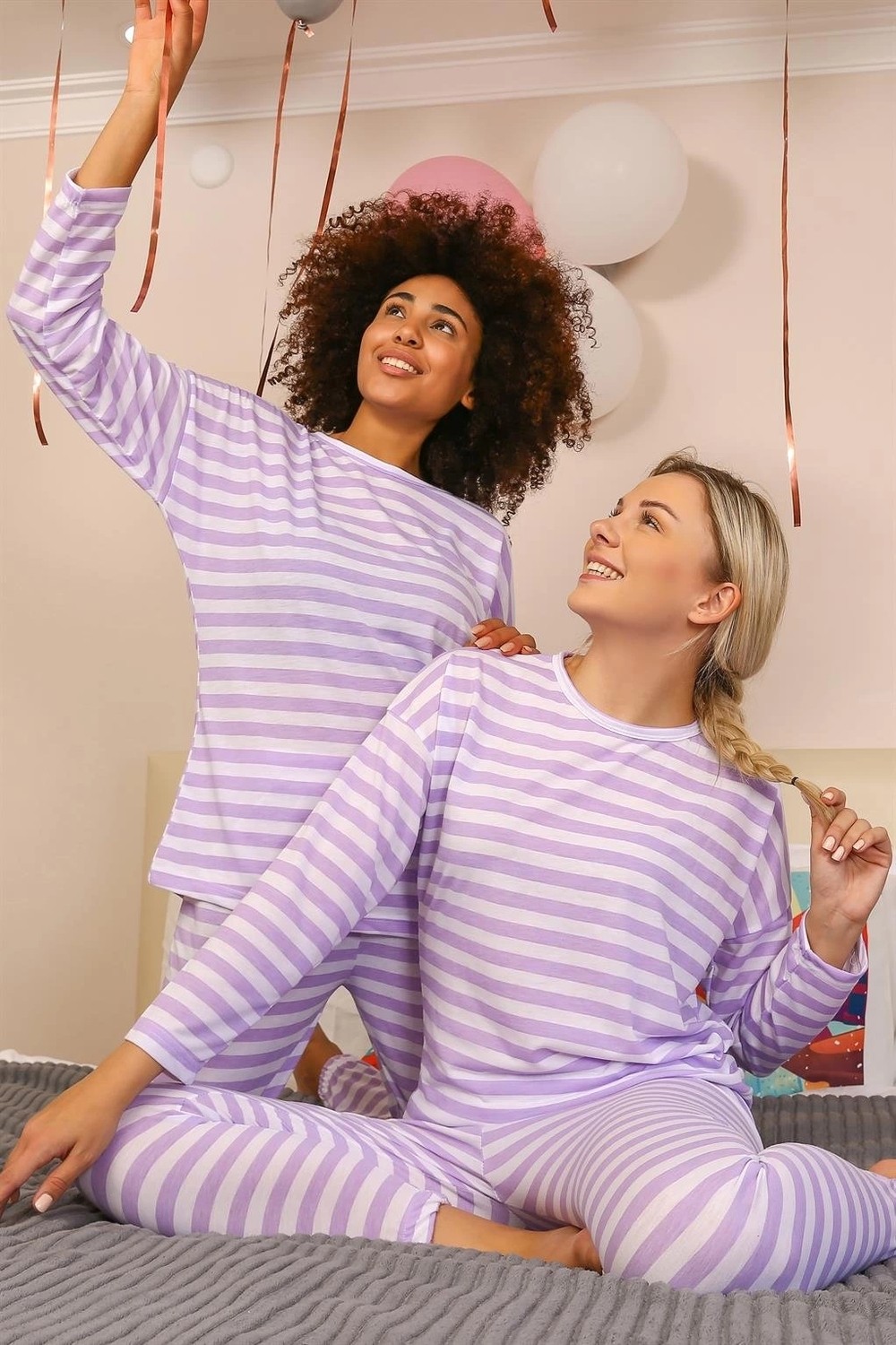 mery Moda Kadın Uzun Kol Penye Pijama Takım Lila Beruflic görsel 5