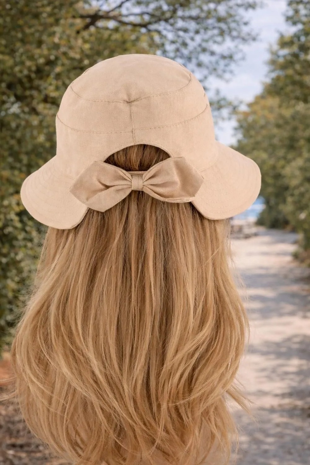 Wearflawless Kadın Keten Bucket Fiyonklu Yazlık Plaj Şapkası, Ayarlanabilir Geniş Kenarlı Tatil Şapkası görsel 5