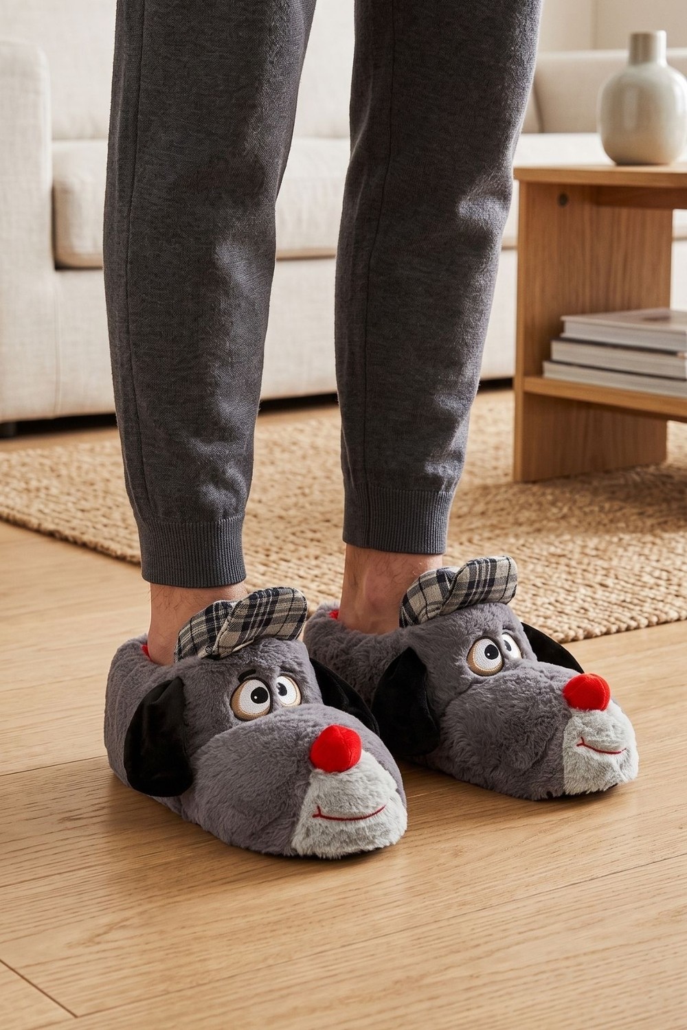 Twigy Felix Erkek Hayvanlı Panduf Gri 41/46