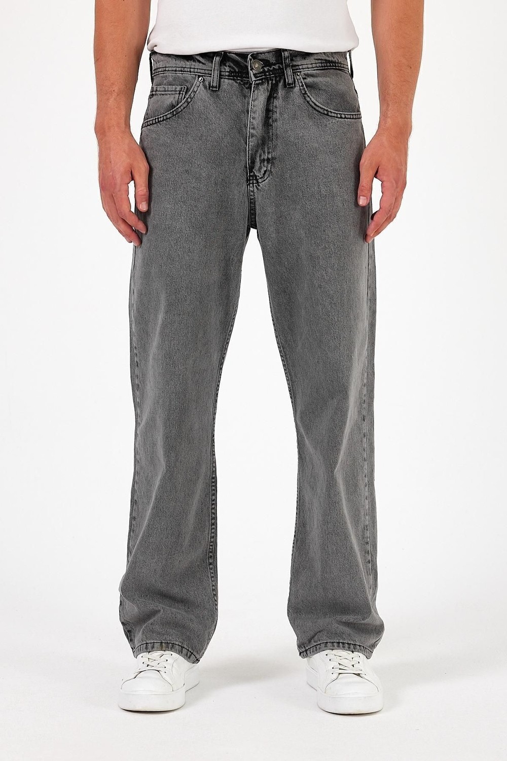 Damga Erkek Jeans Bol Paça Siyah Baggy Kot Pantolon görsel 8