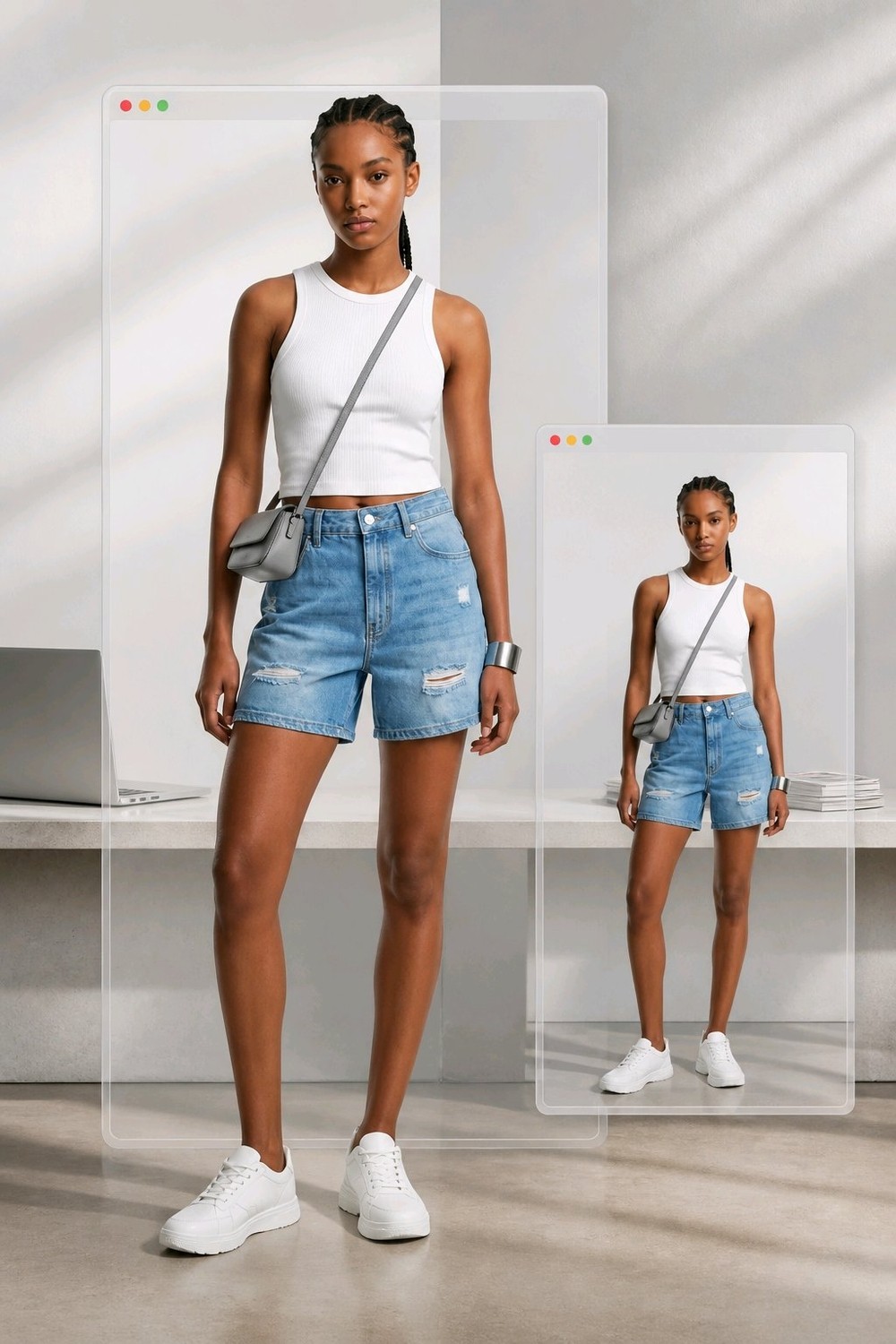 Hies Düz Paça Anrasit Esnek Yüksek Bel Likralı Yırtıklı Model Kadın Kot Şort - 40 cm