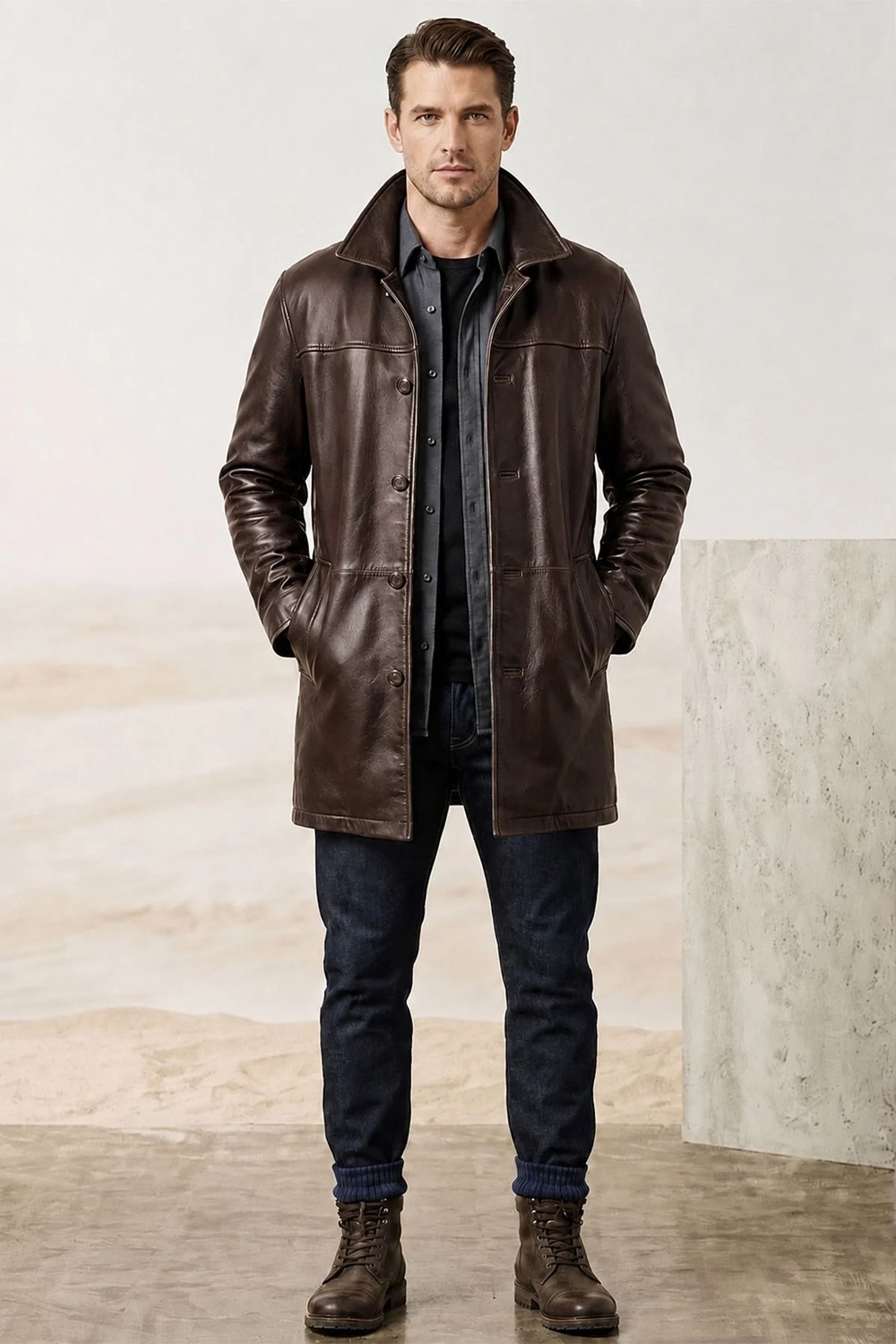 Deriderim Dean Winchester Kahverengi Hakiki Deri Erkek Kaban