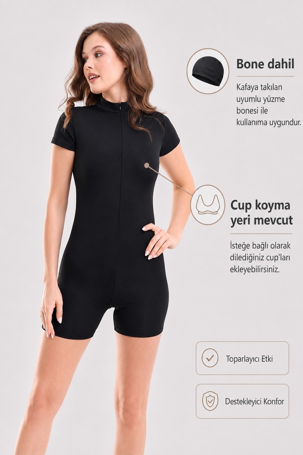 Winmoda34 Siyah Kadın Deniz Havuz Spor Tulum