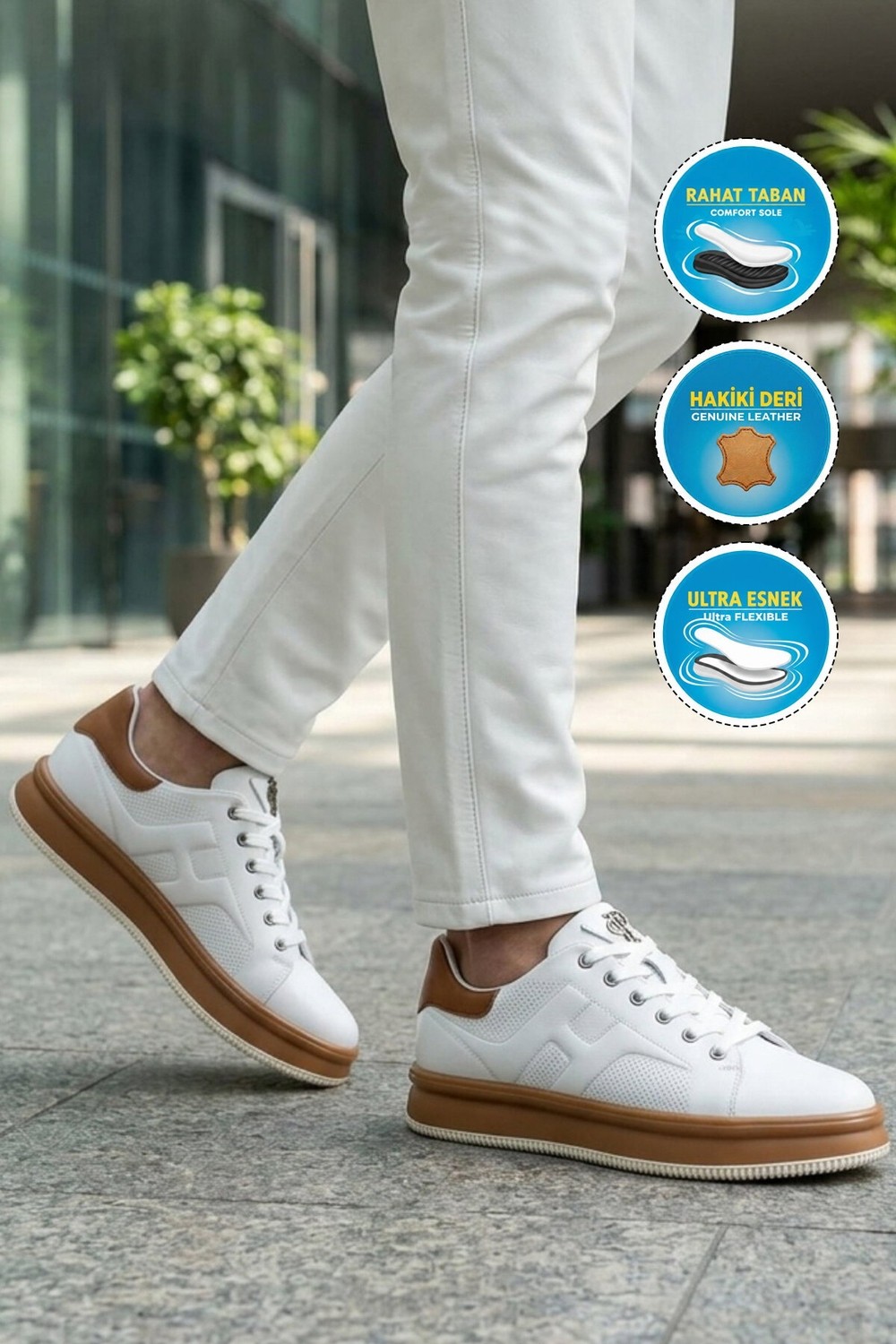 Voyager Siyah Hakiki Deri Erkek Casual Sneaker Memory Taban Premium Casual Ayakkabı M030 M görsel 8