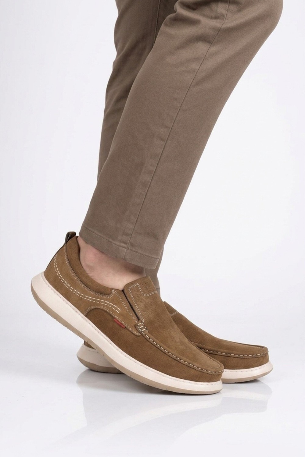 Voyager Erkek Kum Nubuk Hakiki Deri Kolay Giyilebilir Hafızalı Rahat Taban Casual Ayakkabı Loafer 6501 M