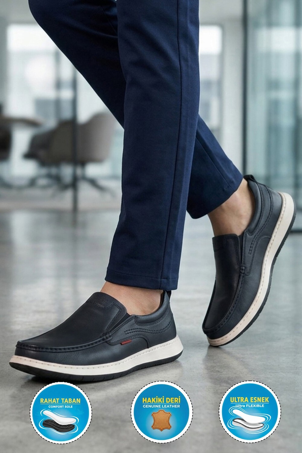 Voyager Erkek Kum Nubuk Hakiki Deri Kolay Giyilebilir Hafızalı Rahat Taban Casual Ayakkabı Loafer 6501 M görsel 8