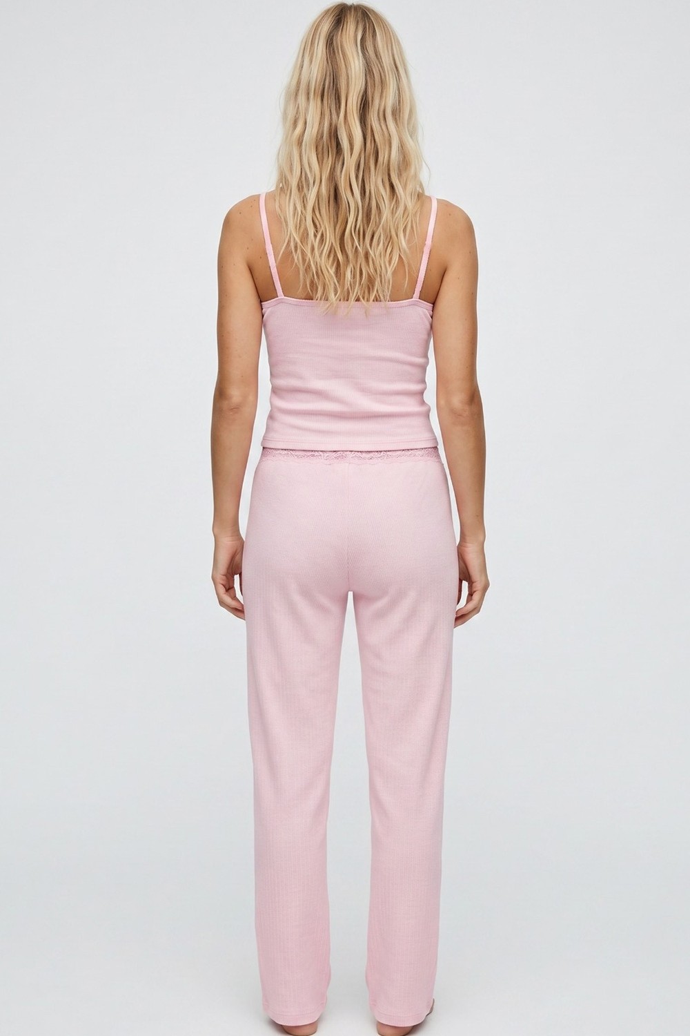 Siyah İnci Bürümcük-Krınkıl Ip Askılı Pijama Takım 8059 görsel 6